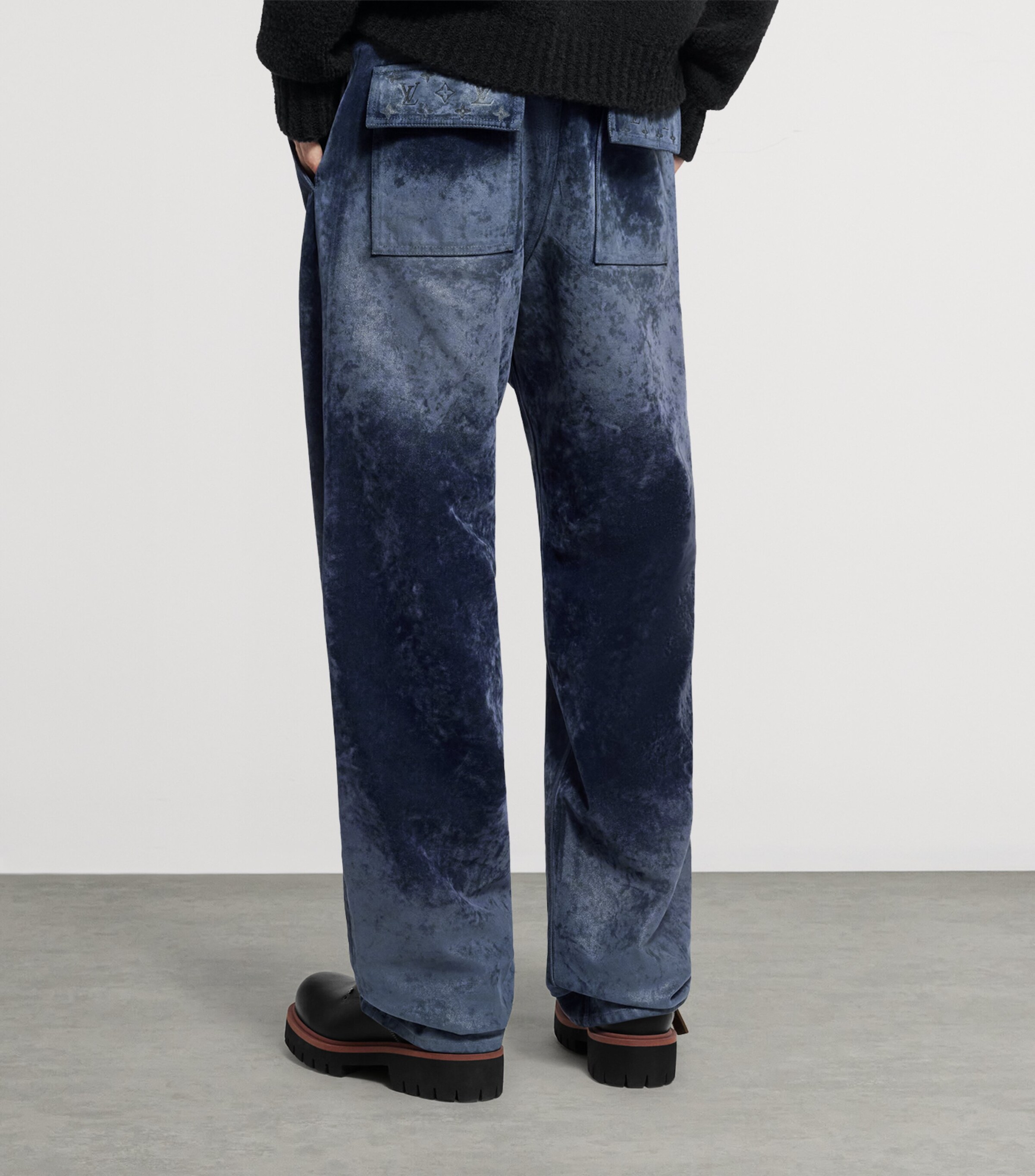 Velvet-Flocked Denim Trousers NIGHT SKY Image 3