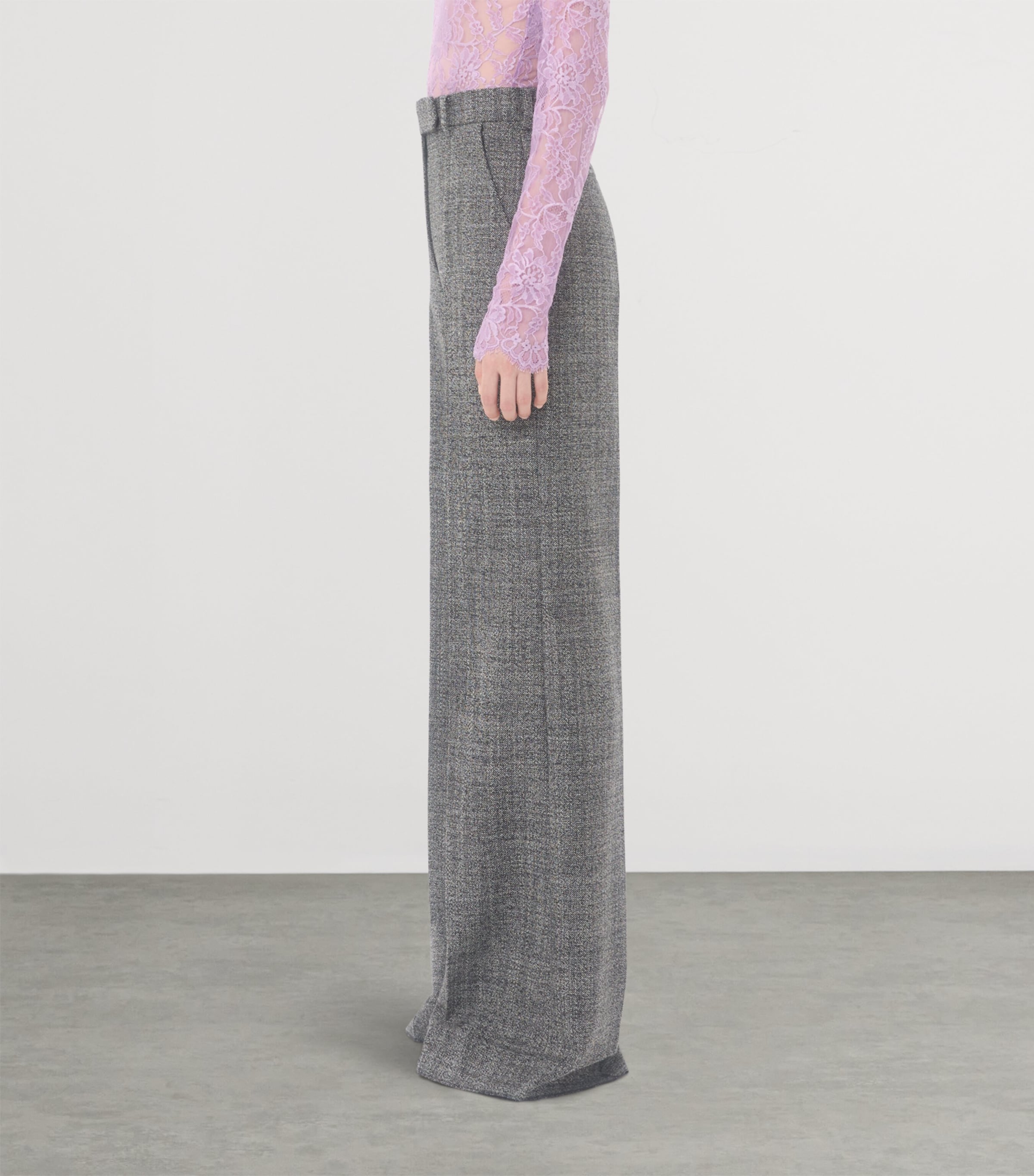 Virgin Wool Wide-Leg Trousers A01 Image 2