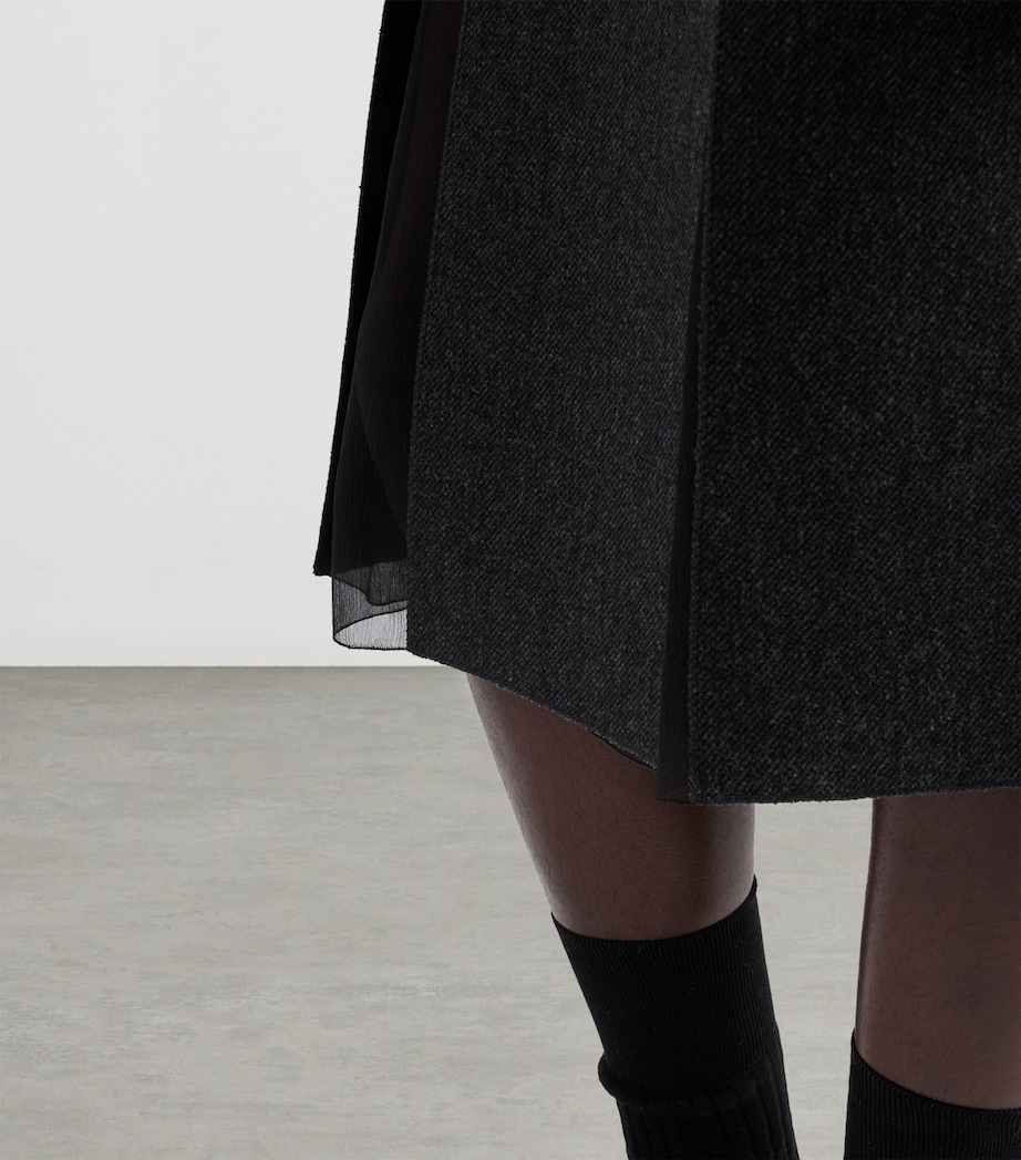 Prada Womens Wool Midi Skirt Grey Image 4