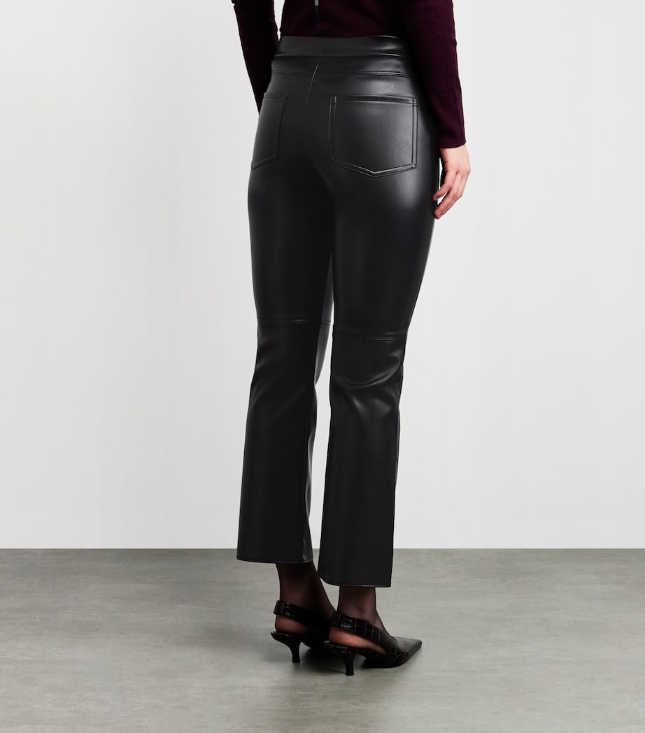 Faux Leather Cropped Trousers BLACK Image 4