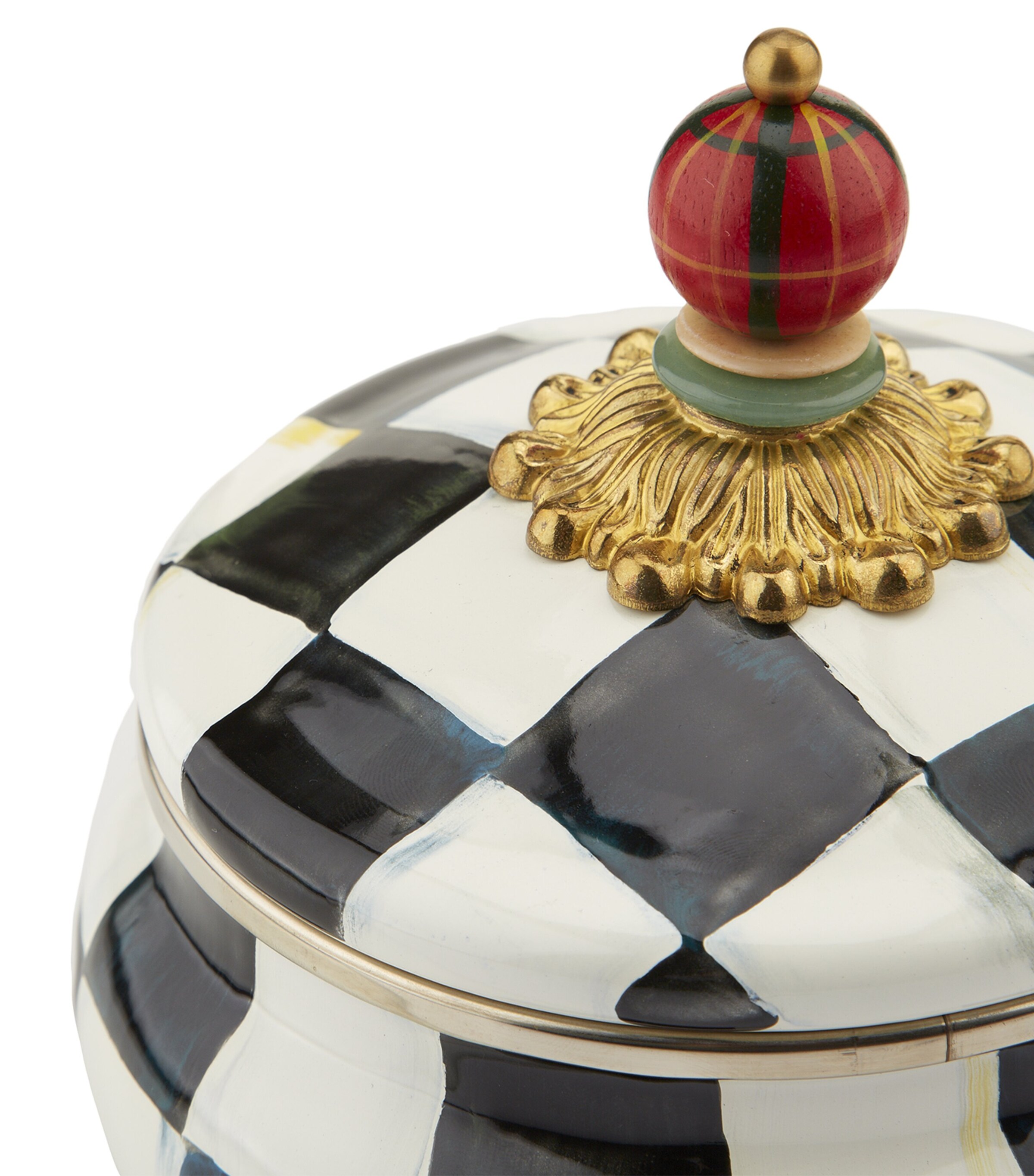 Courtly Check Squashed Pot BLACK Image 2