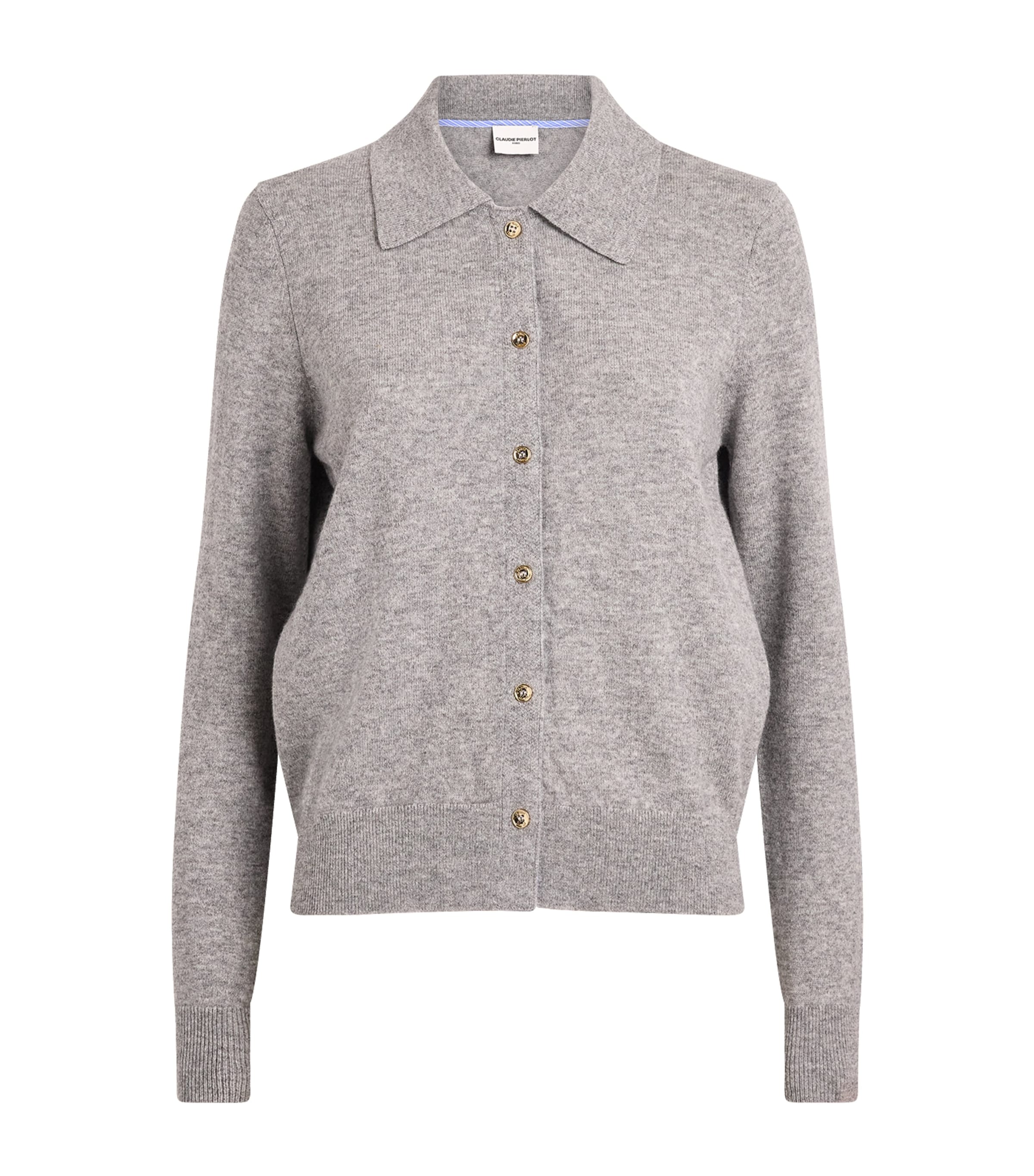Claudie Pierlot Womens Wool Cardigan Mottled Grey Image 1
