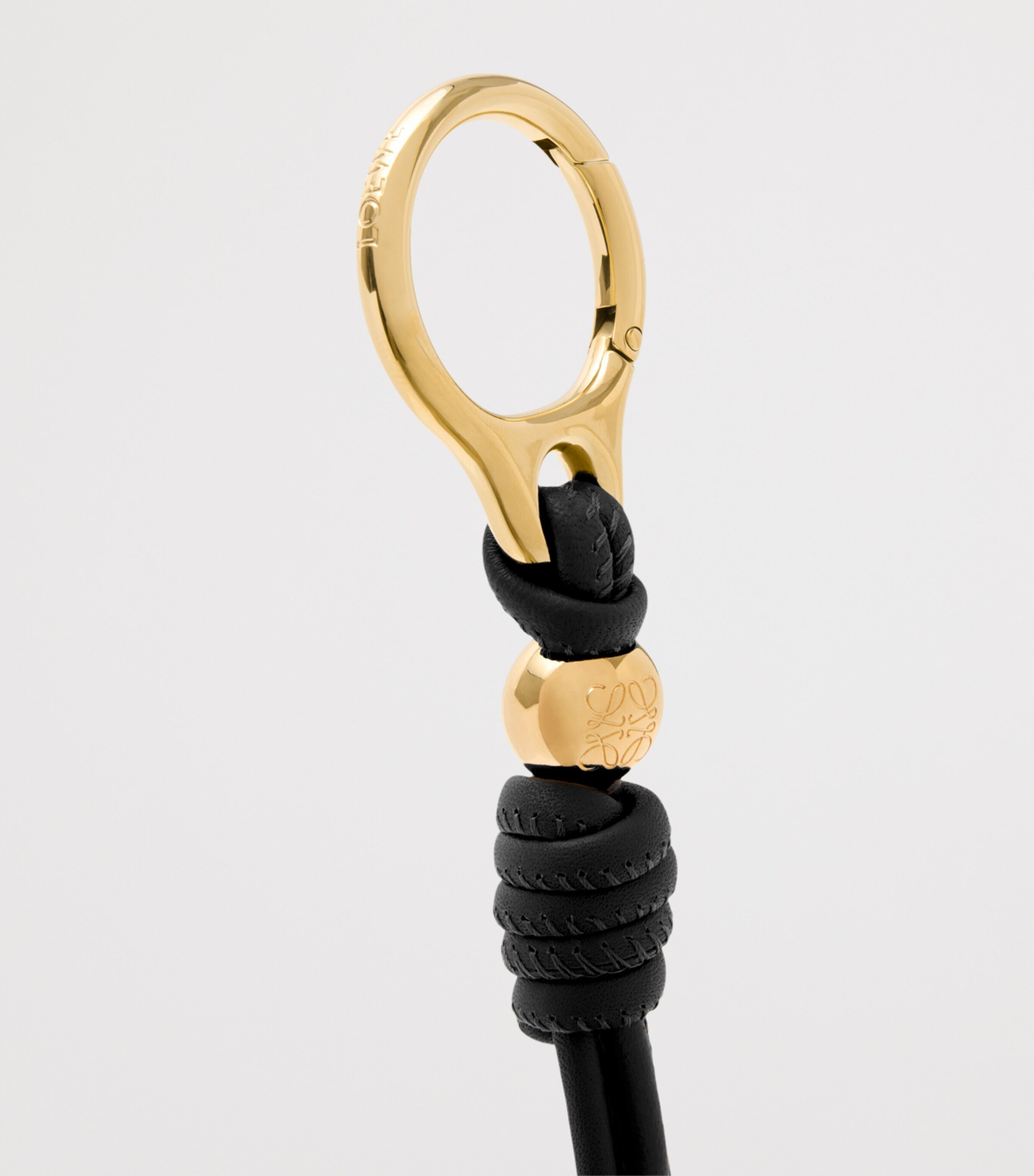 LOEWE Leather-Stainless Steel Personalisation Bag Charm Black/gold Image 2