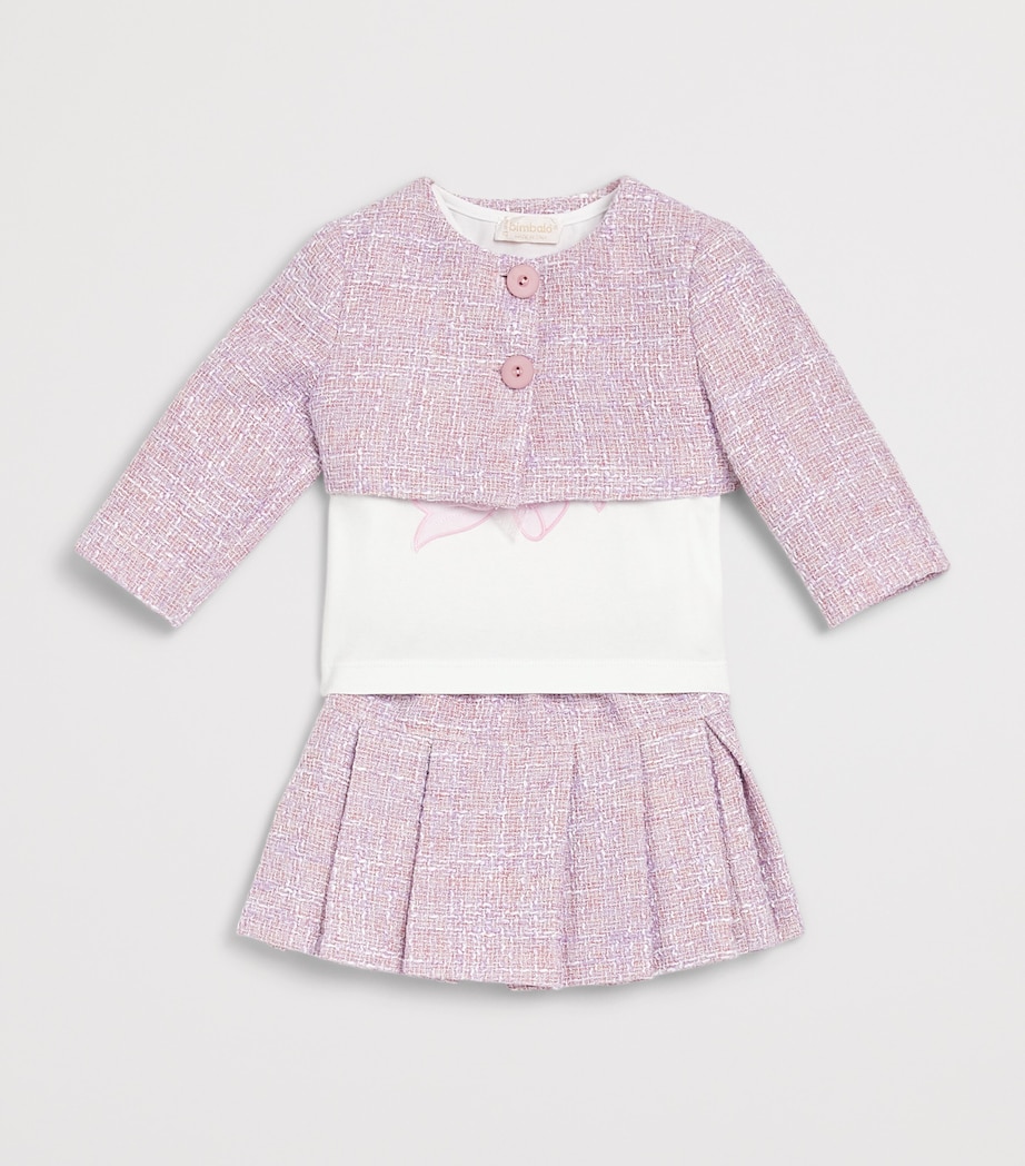 Bimbalo Tweed Jacket, T-Shirt and Skirt Set (3-24 Months) Fuxfuxia Image 3