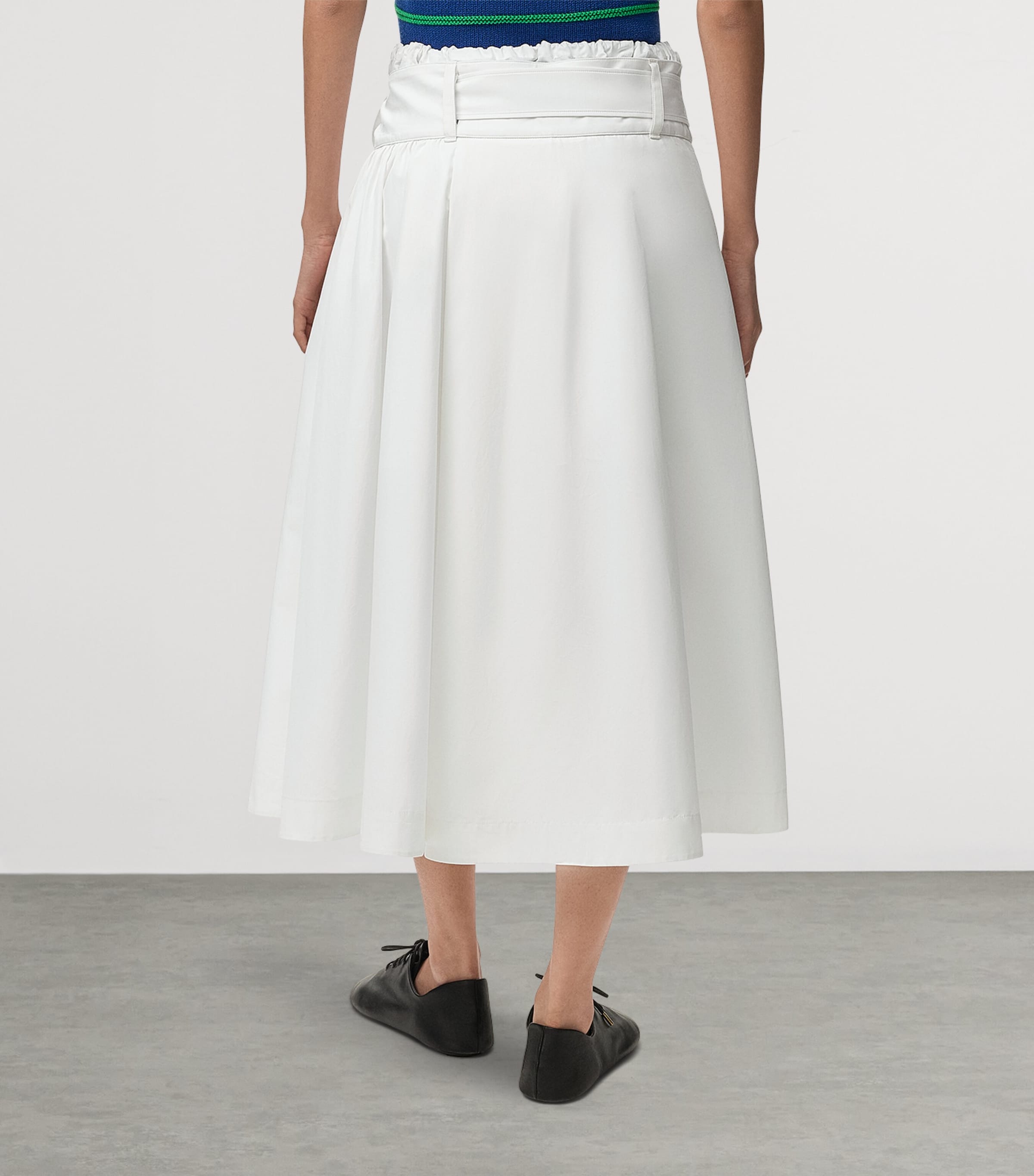 LOEWE White Cotton Belted Midi Skirt | Harrods US