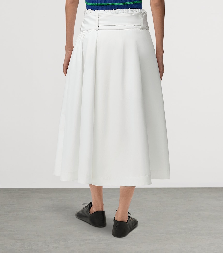 LOEWE Womens Cotton Belted Midi Skirt White Image 4