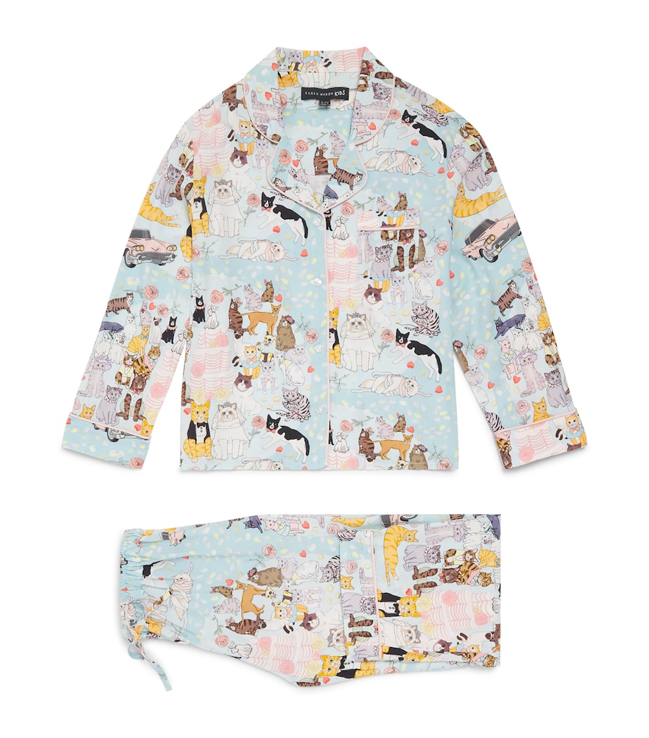 KAREN MABON KIDS Cat Wedding Print Pyjama Set (2-13 Years) Cream Image 1