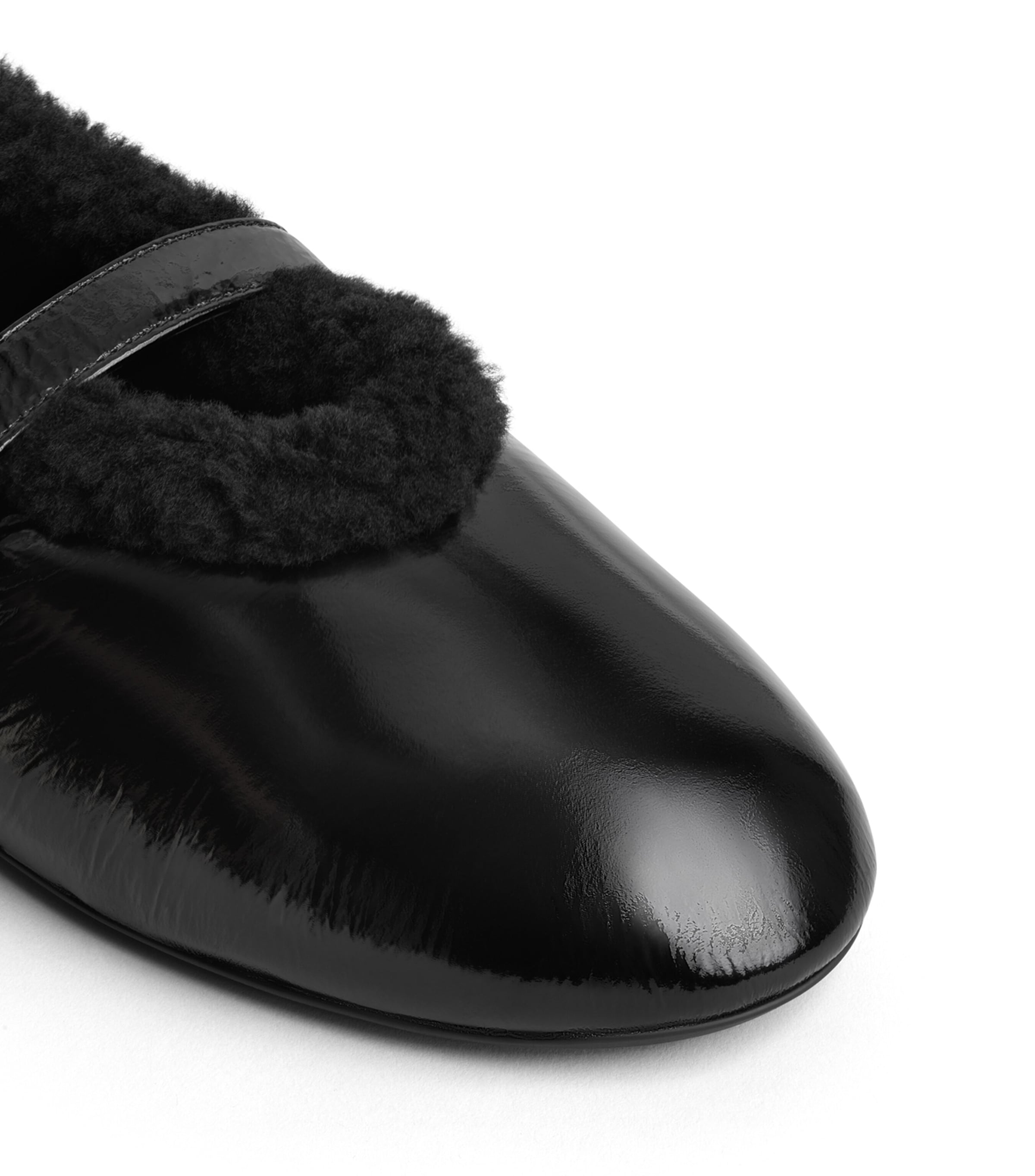 Alaïa Glossy Shearling Ballet Flats Black Image 4