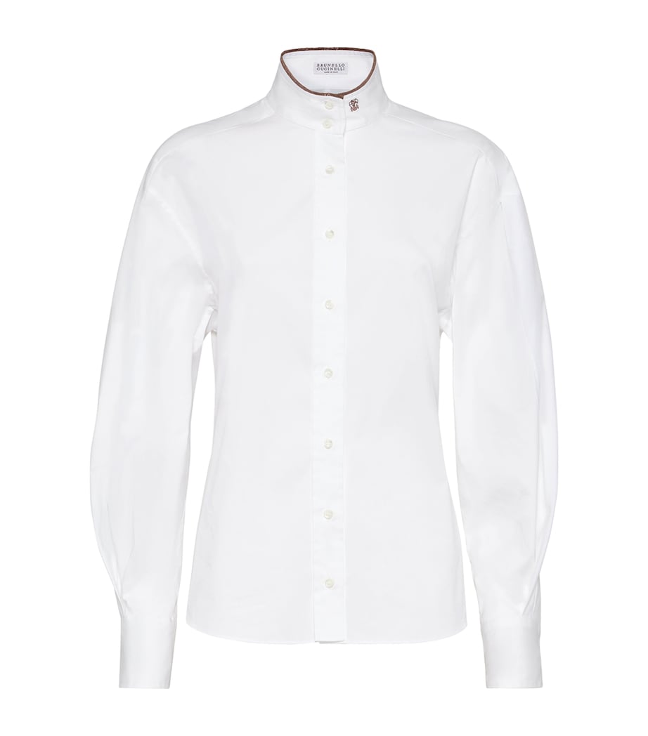 Cotton-Blend Balloon-Sleeve Shirt C159 Image 1