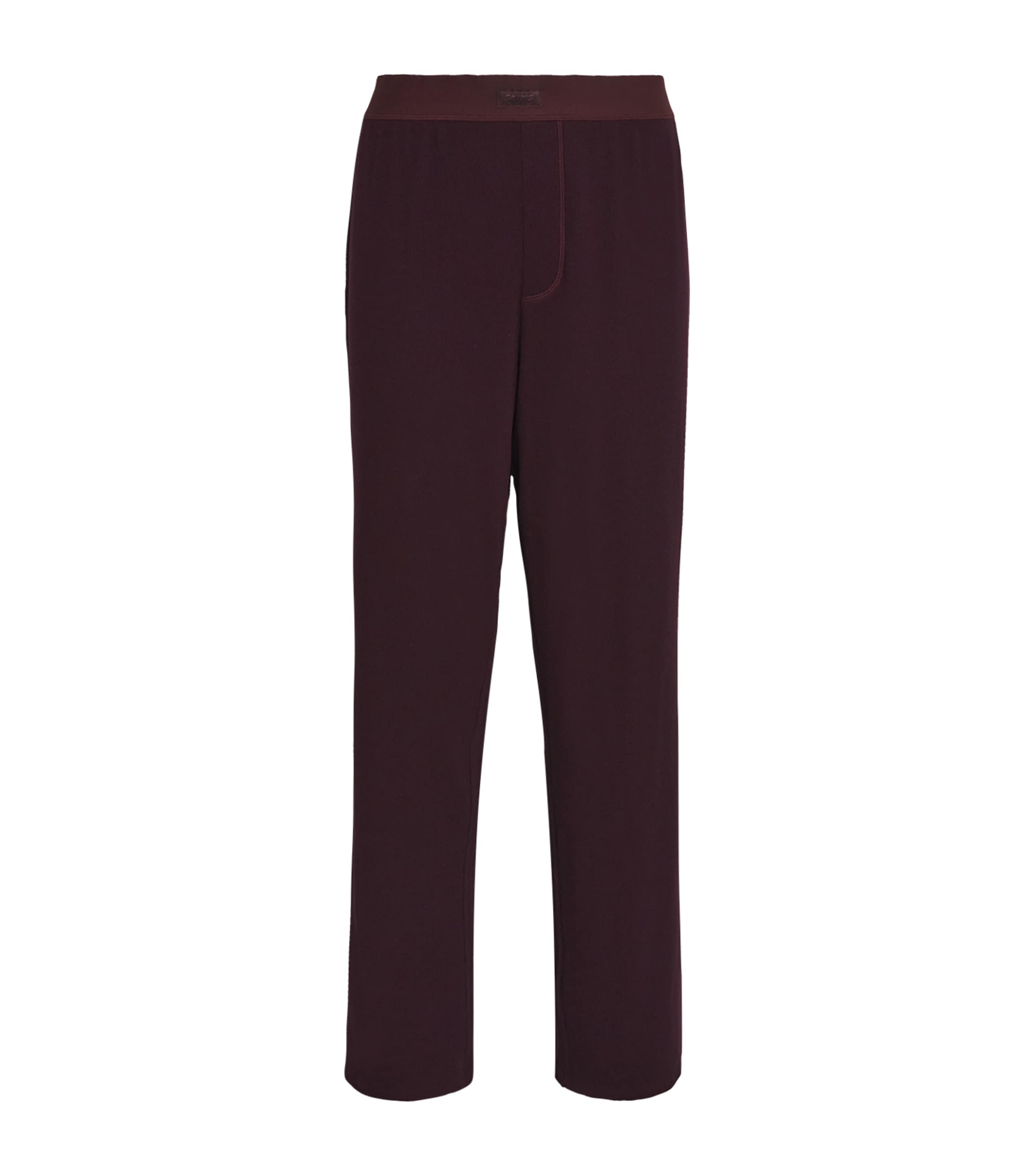 Skims Stretch-cotton Ribbed Trousers In Burgundy