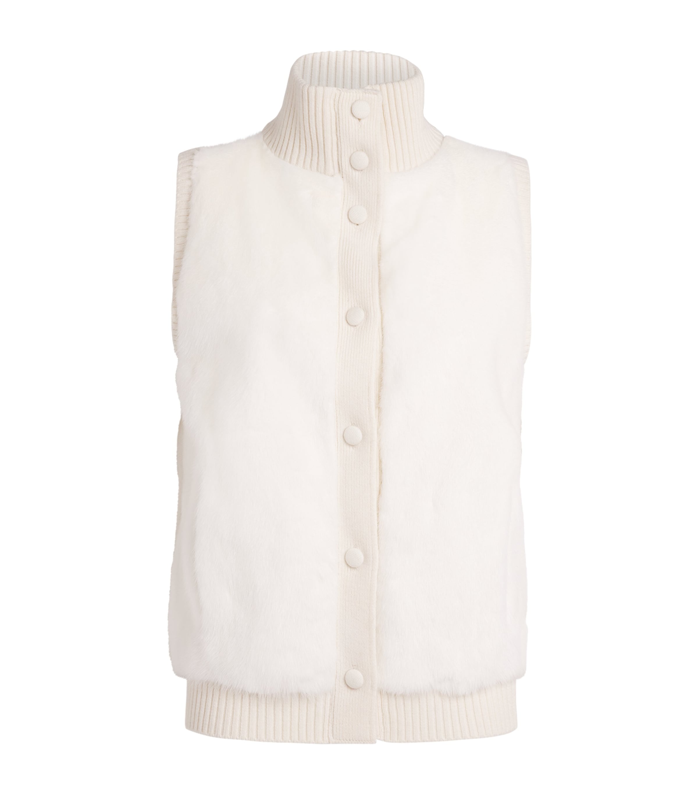 Shop Yves Salomon Merino Wool-mink Gilet In Beige