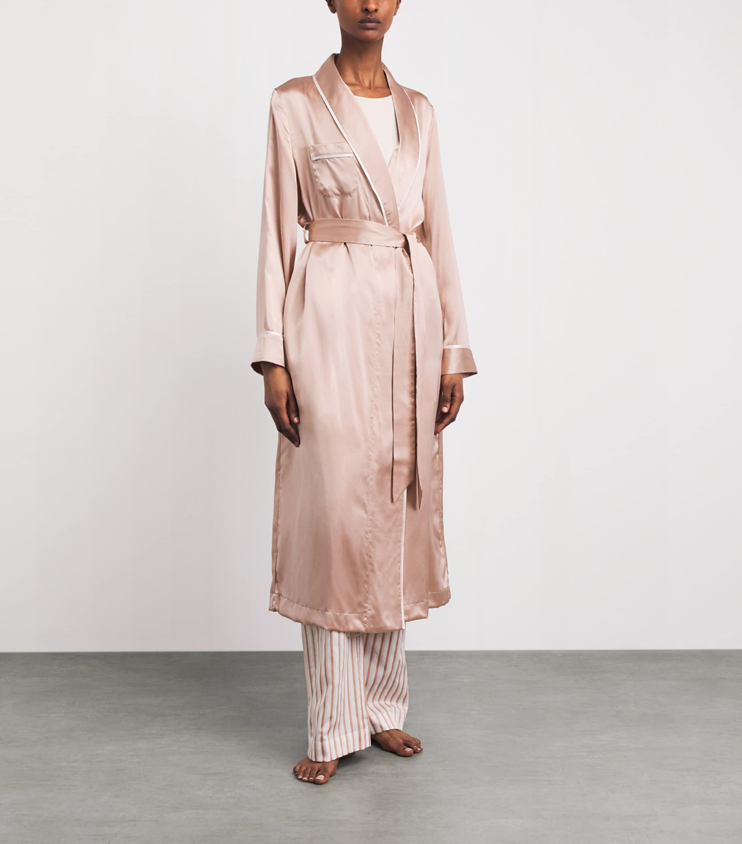 Derek Rose Womens Silk Bailey Robe Pink Image 4