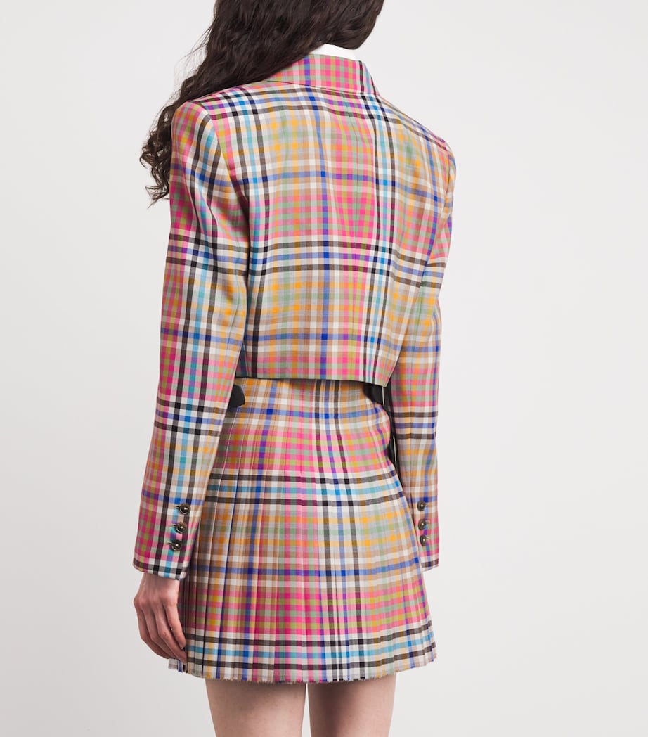 Virgin Wool Check Cropped Blazer MULTI Image 4