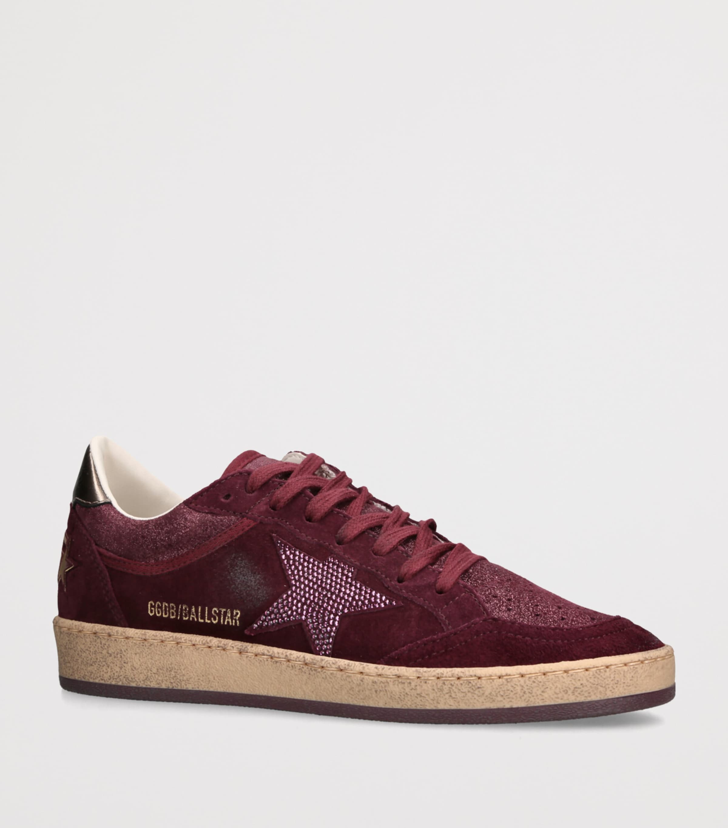 Golden Goose Burgundy Suede Ballstar Sneakers | Harrods US