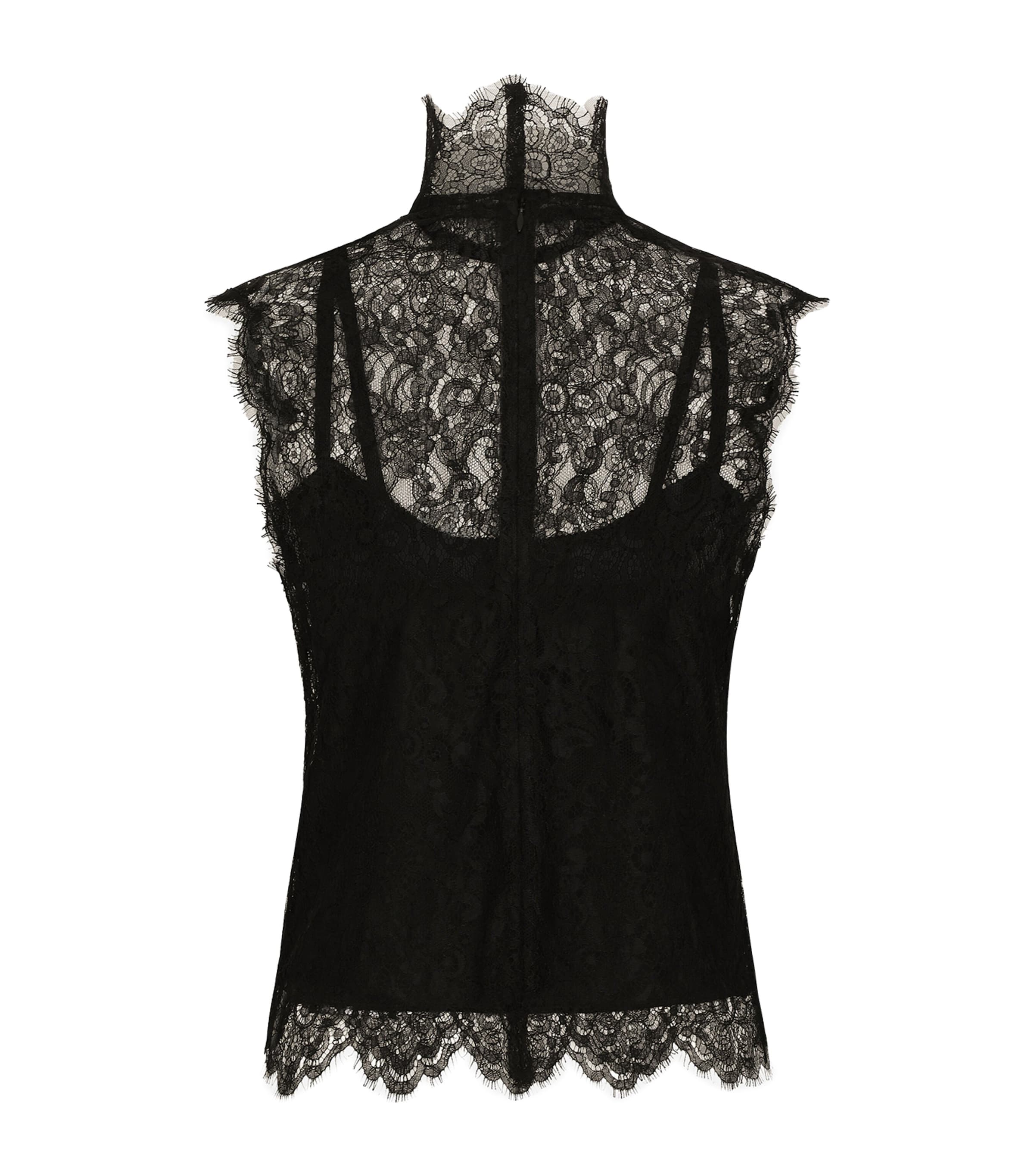 Lace Sleeveless Blouse N0000-BLACK Image 3