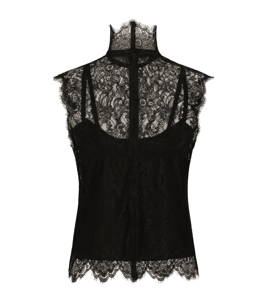 Lace Sleeveless Blouse N0000-BLACK Image 3