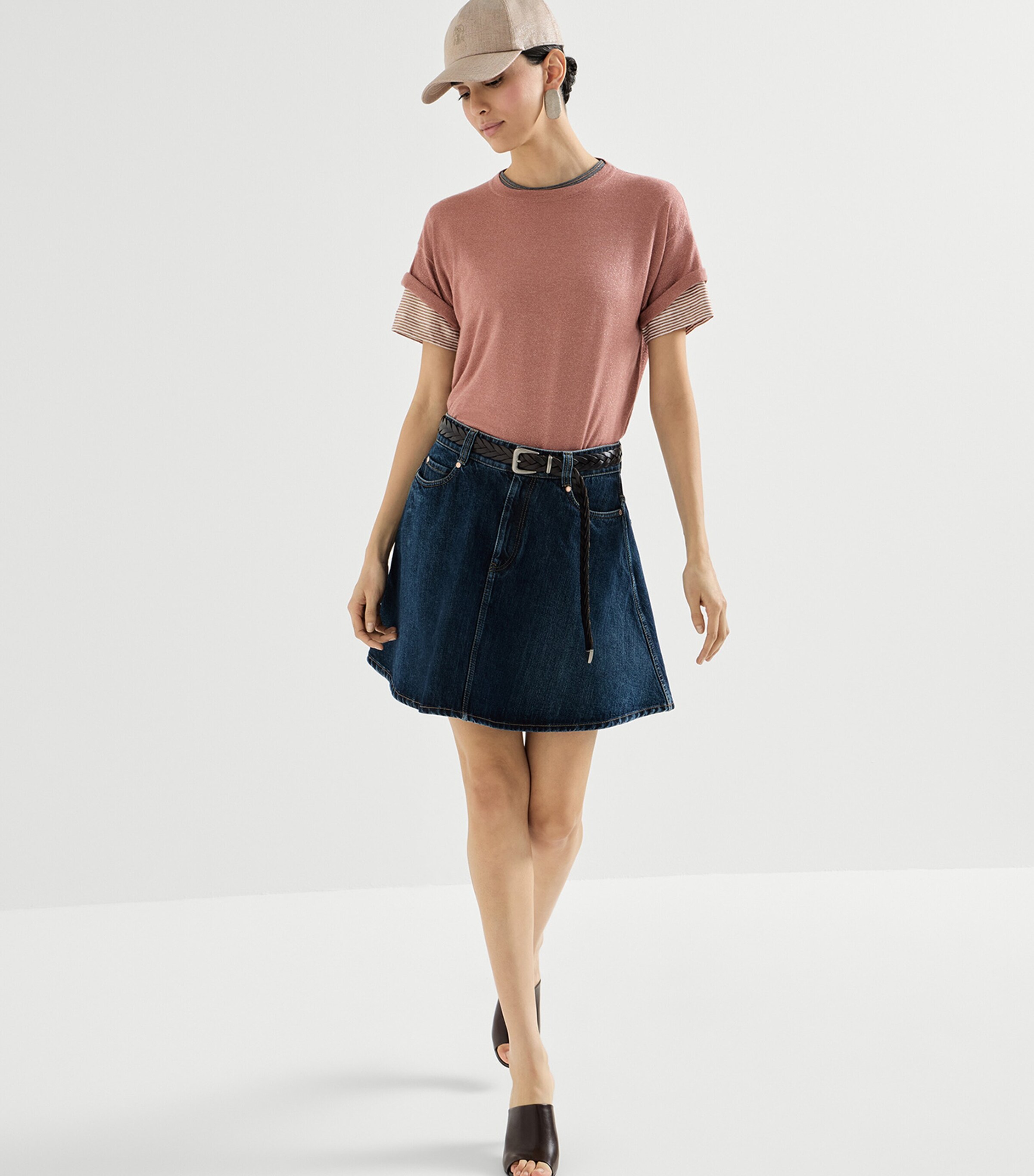 Brunello Cucinelli Womens Cashmere-Blend Sparkling T-Shirt Image 3