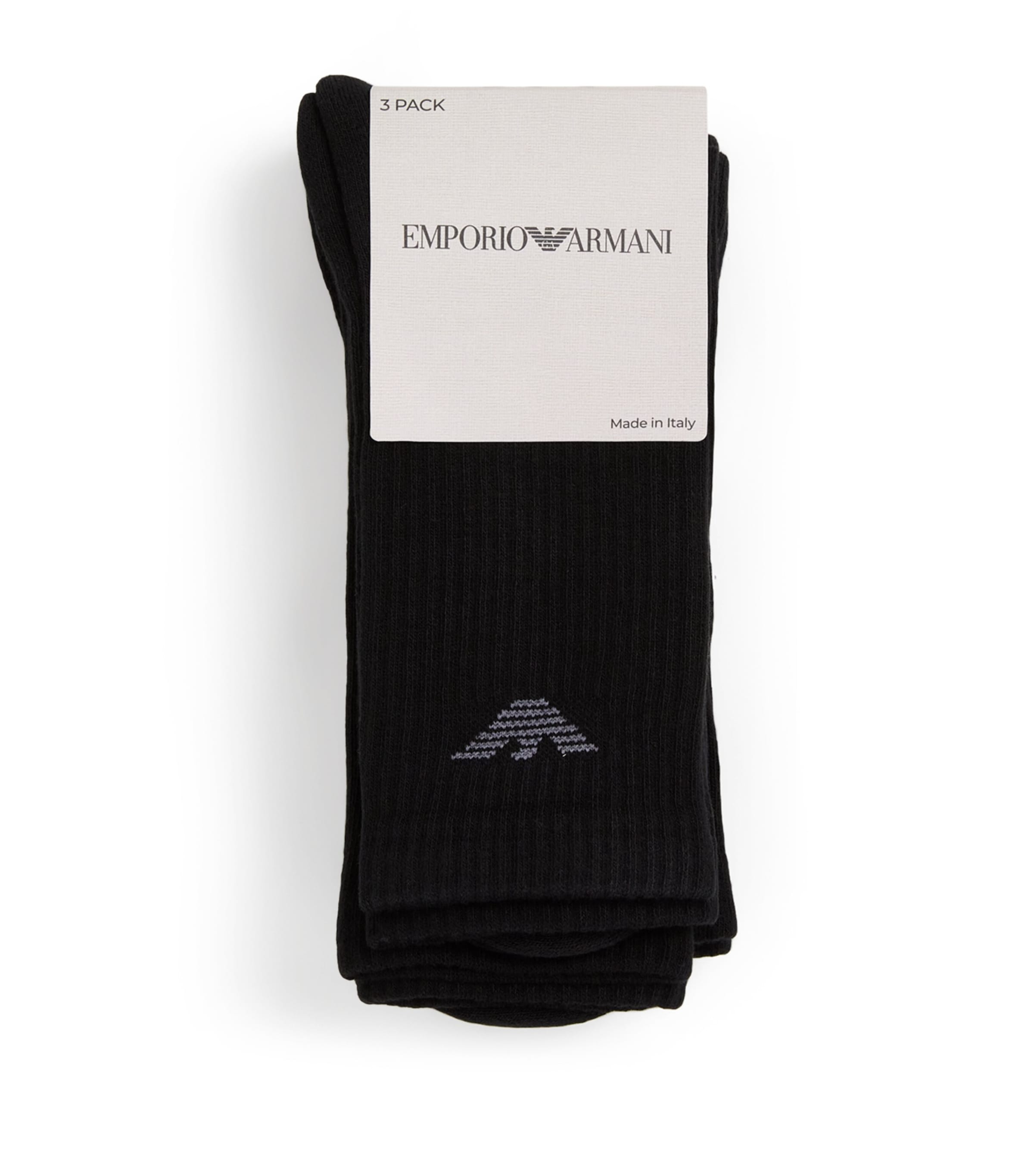 Emporio Armani Cotton-blend Logo Ankle Socks In Black
