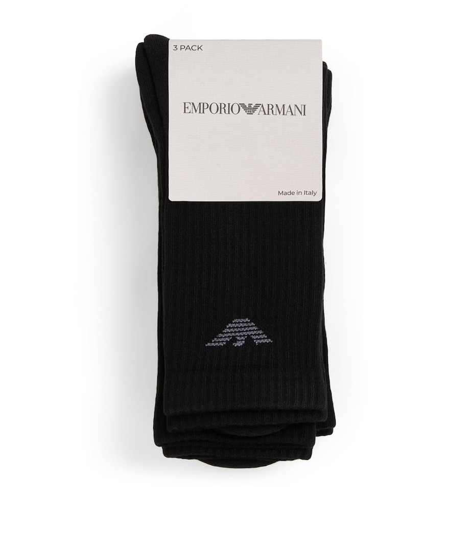 Cotton-Blend Logo Ankle Socks (Pack of 3) MC061 BLACK Image 1