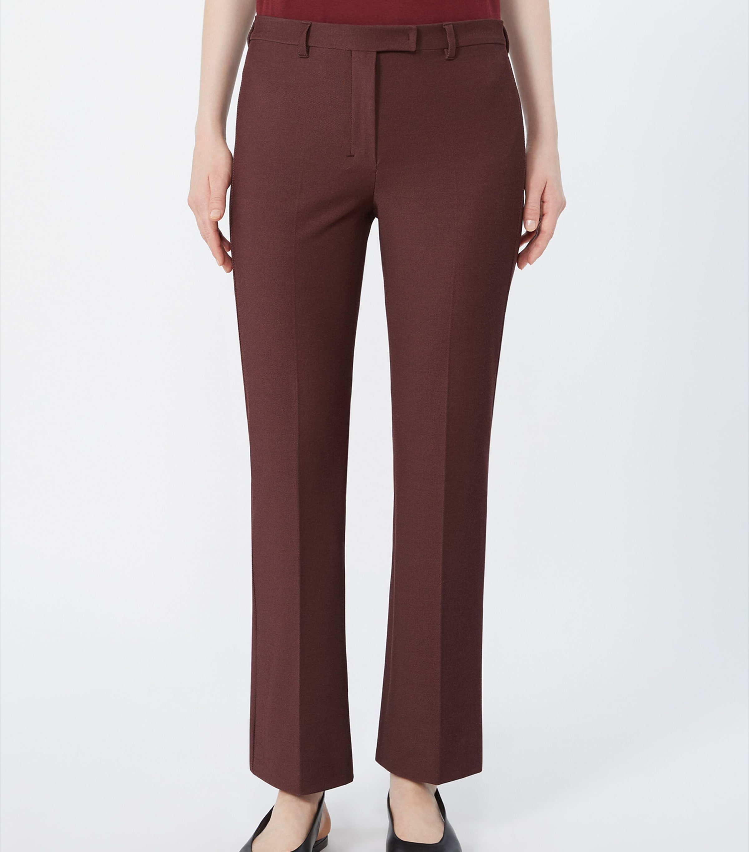 Max Mara Womens Cotton-Blend Flared Trousers Bordeaux Image 3