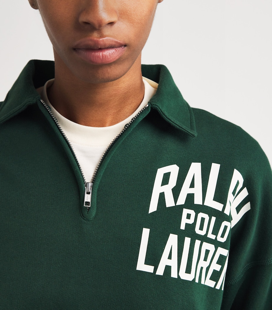 Cotton-Blend Quarter-Zip Logo Sweatshirt NORTHWEST PINE Image 6