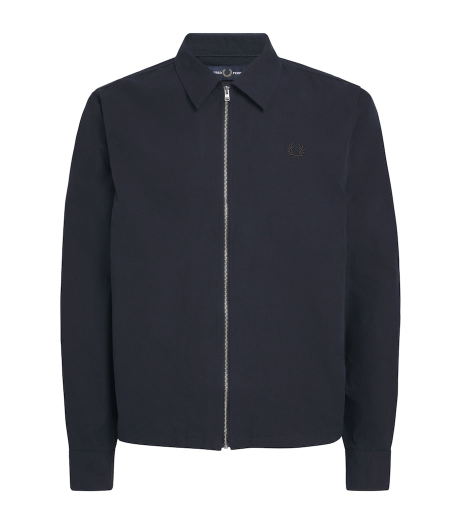 Fred Perry Mens Zip-Up Overshirt Navy Image 1