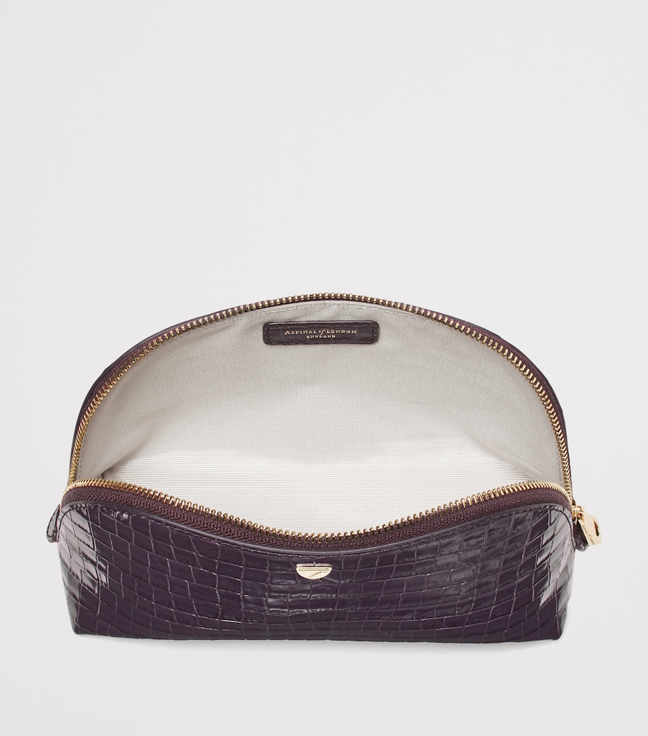 Small Leather Croc-Embossed Cosmetic Case FIG Image 4