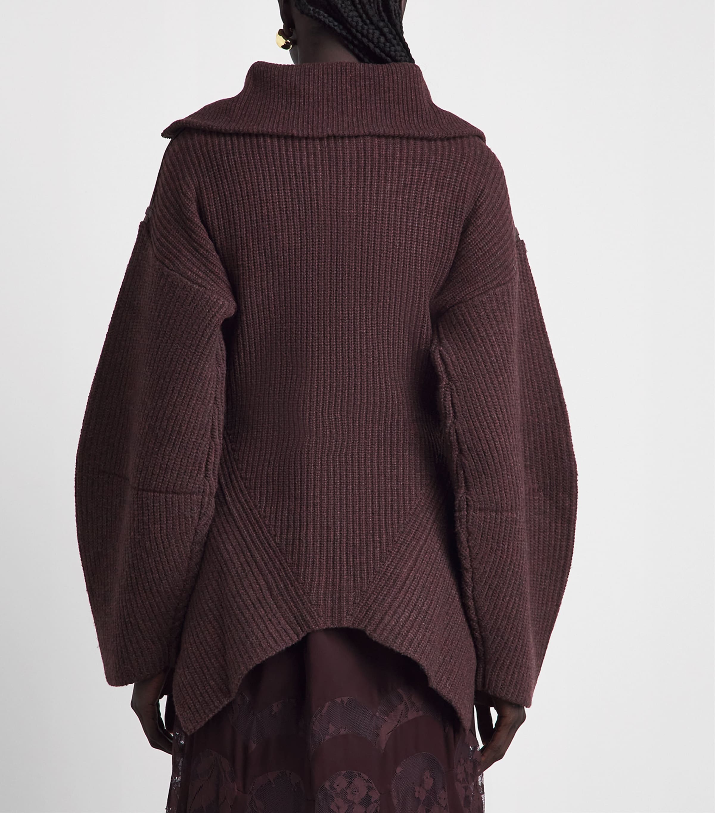 Zimmermann Womens Wool-Blend Valiant Utility Sweater Chocolate Image 5