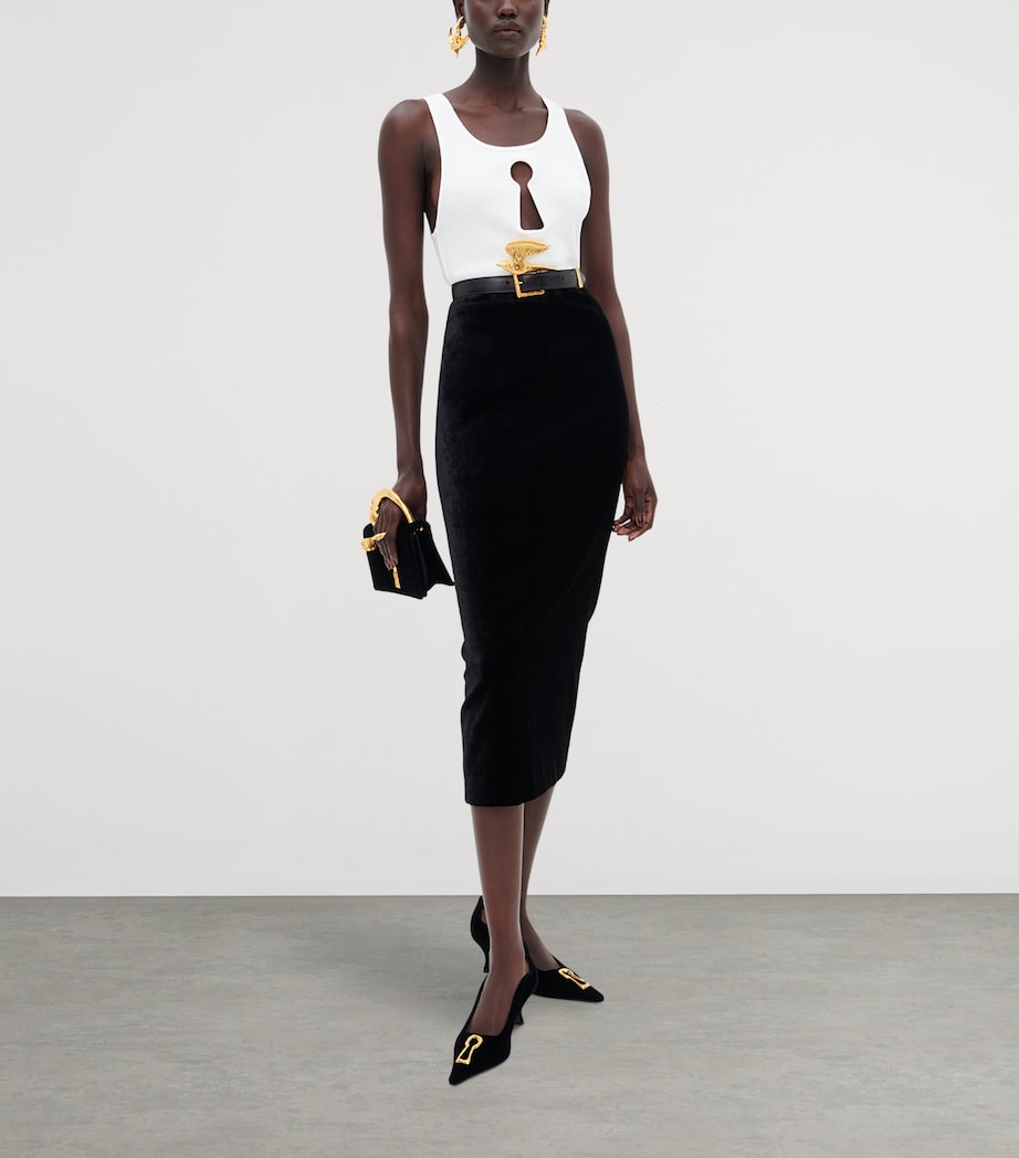 Schiaparelli Velvet Keyhole Pumps 60 Black Image 2