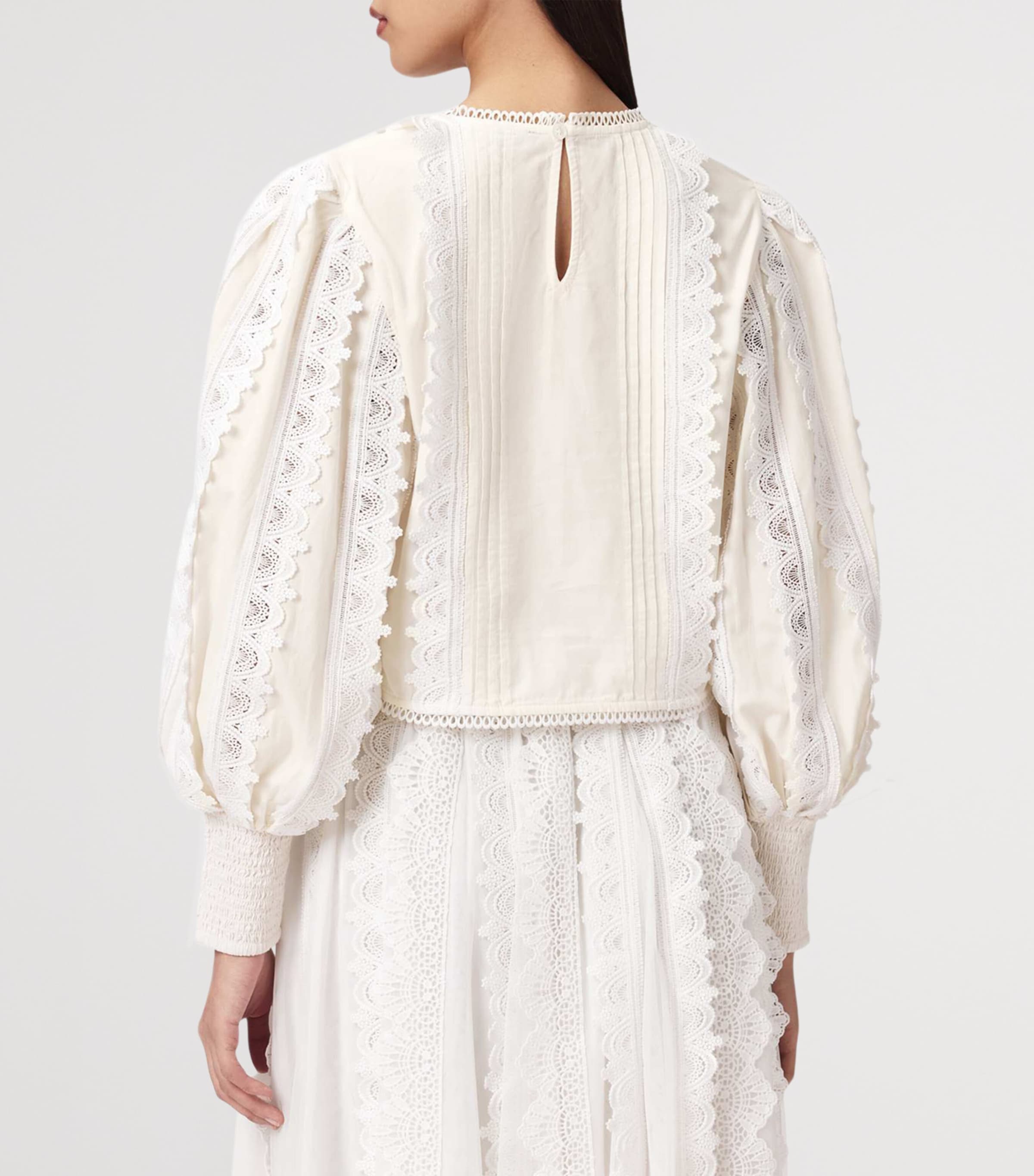 AllSaints Womens Cotton Hart Embroidered Top Optic White Image 4