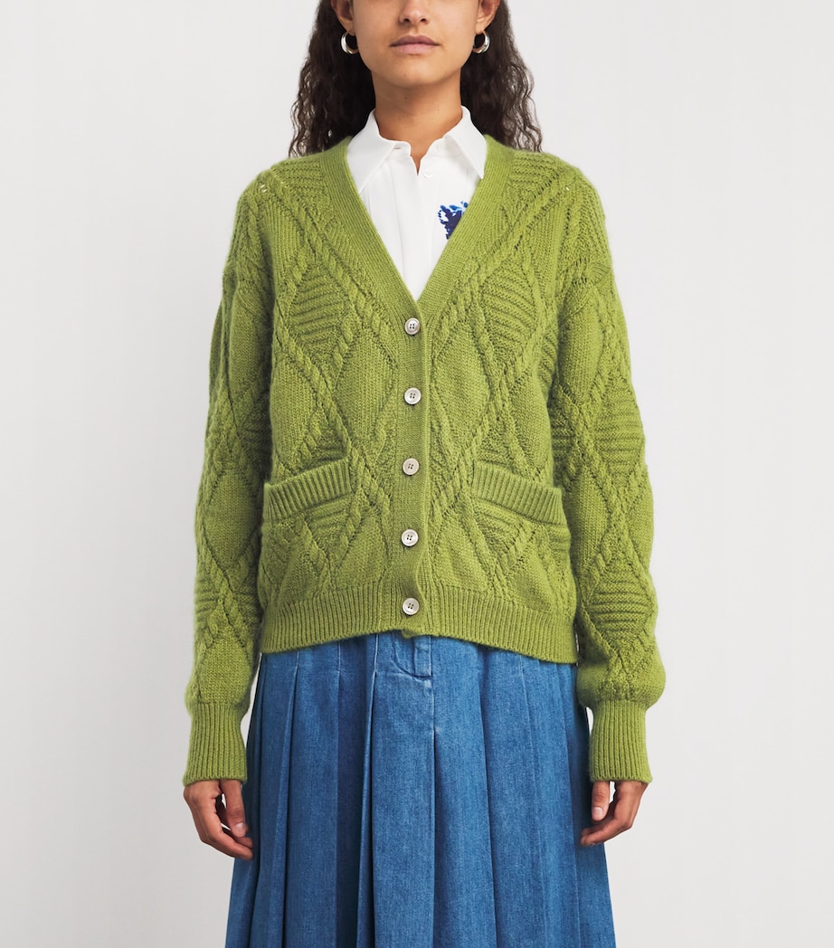 V-Neck Cardigan GREEN Image 3