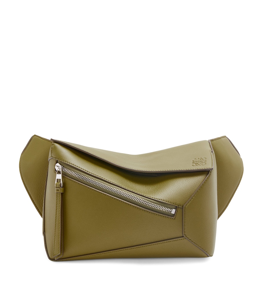 Small Leather Puzzle Edge Belt Bag OLIVE Image 1