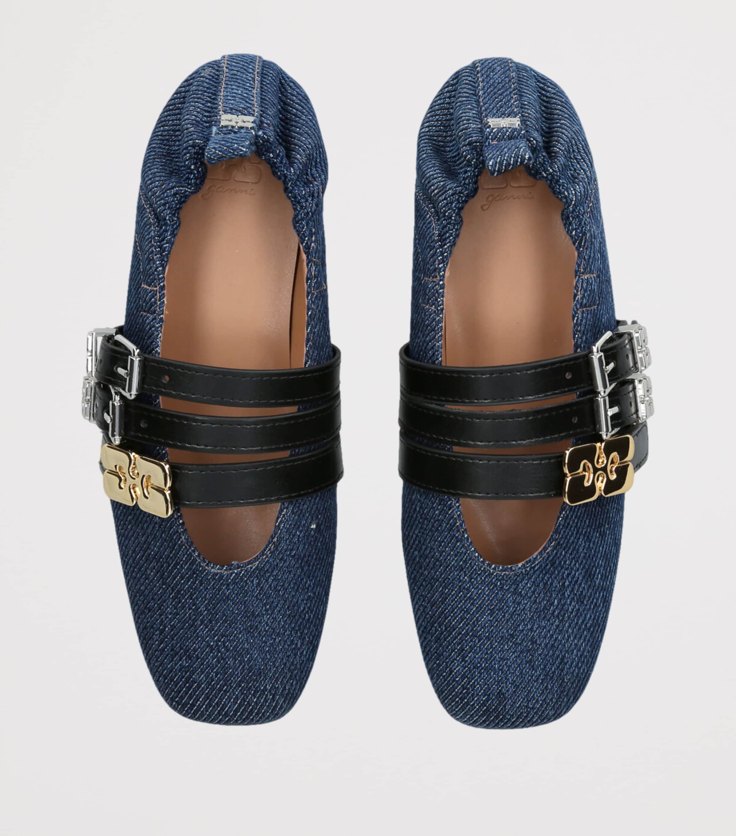 GANNI Denim Sue Triple Ballerina Flats Blue/dark Image 4