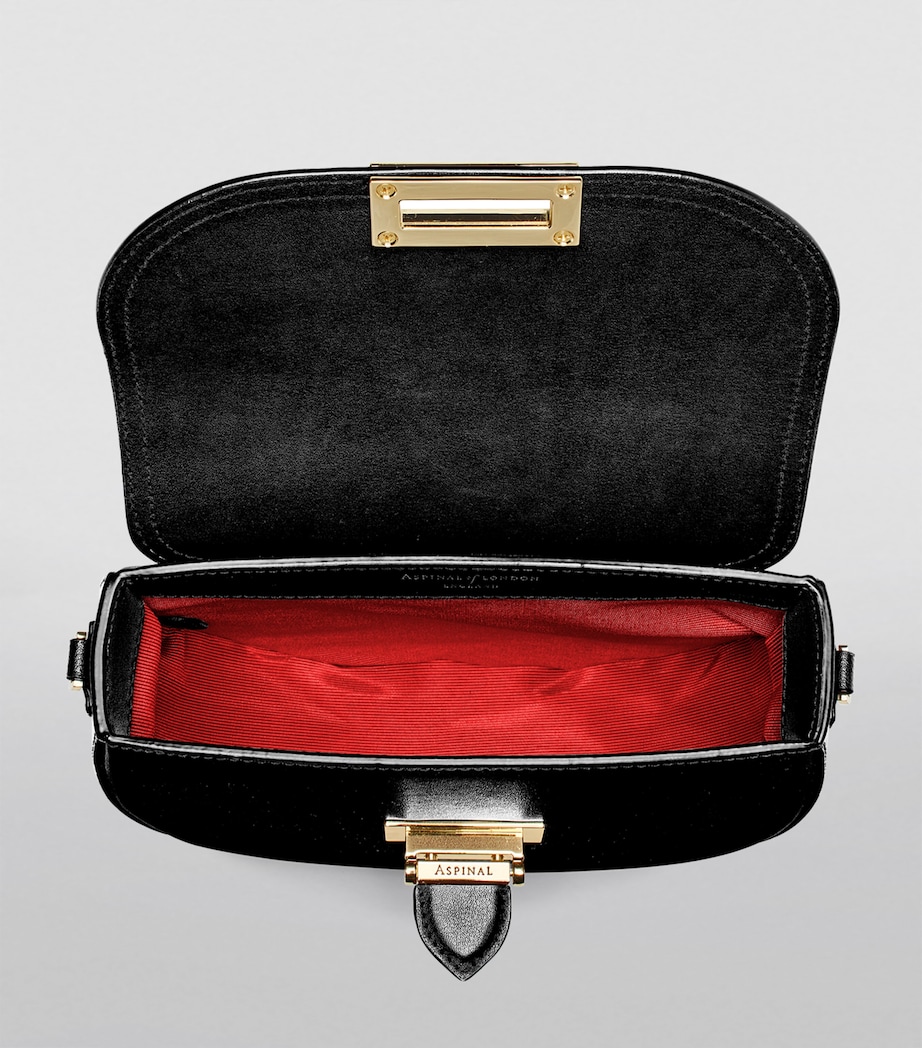 Leather-Velvet Portobello Cross-Body Bag BLACK Image 4