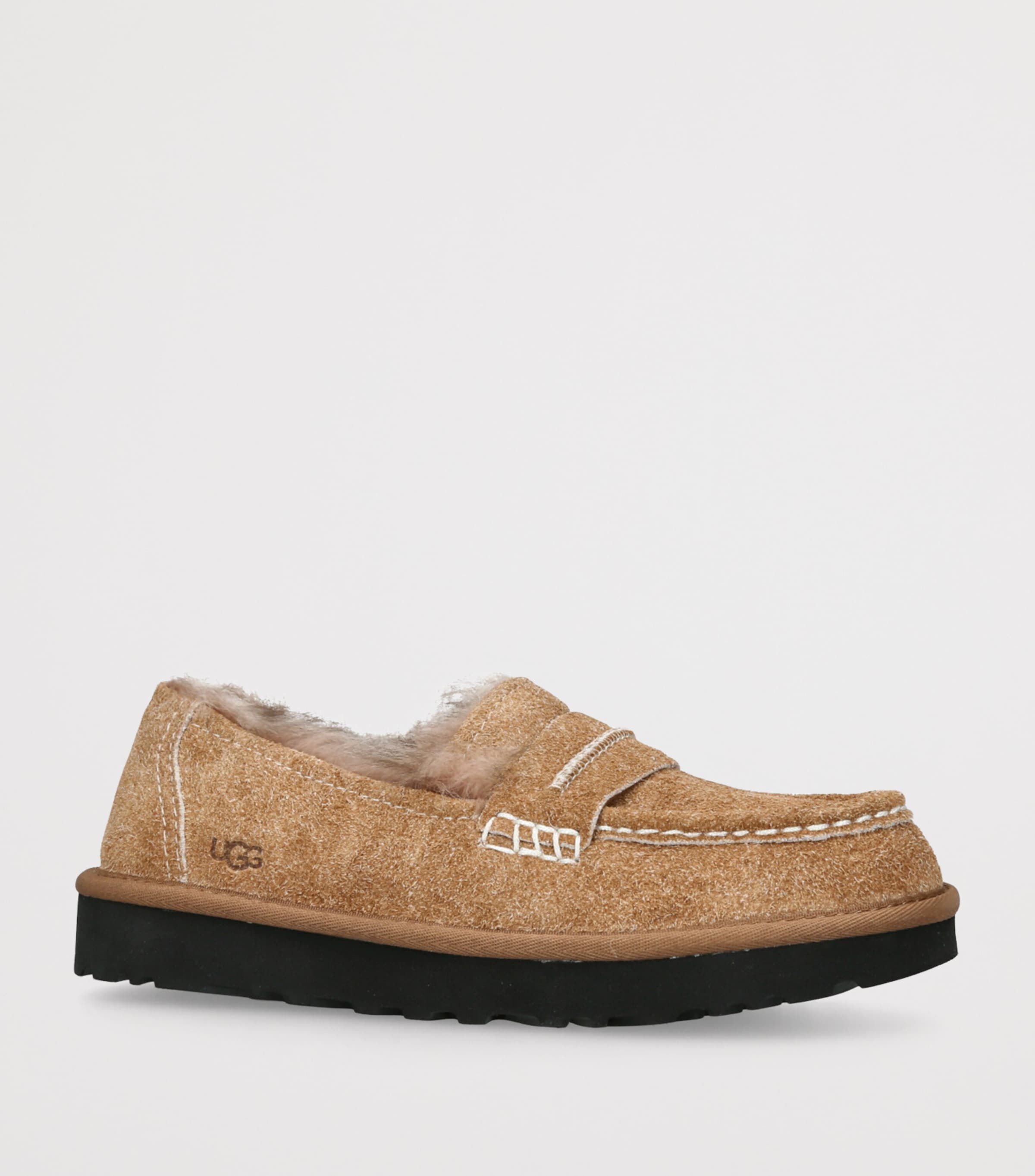 Suede Fur-Lined Elise Loafers TAN Image 3