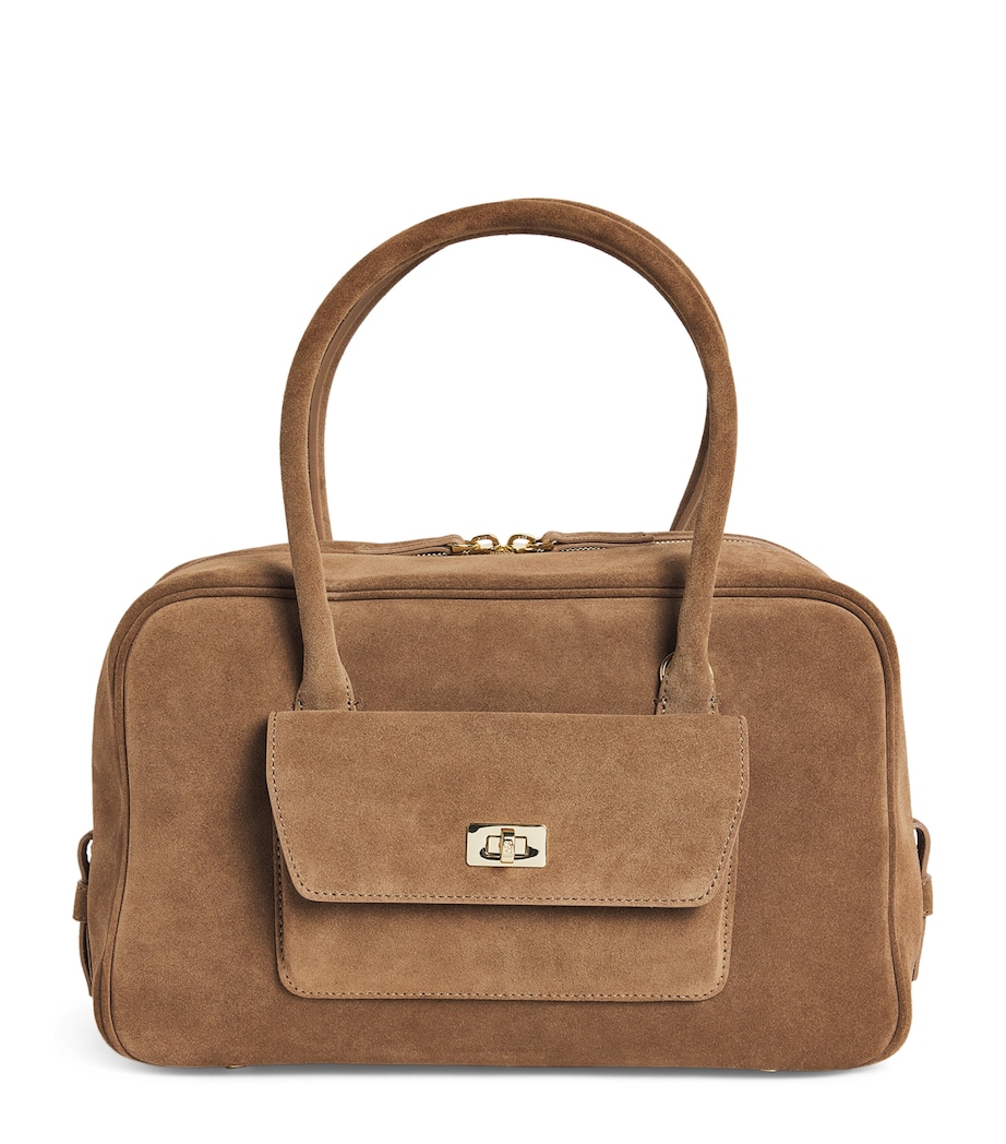 Sandro Paris Suede Ezmeh Shoulder Bag Caramel Image 1
