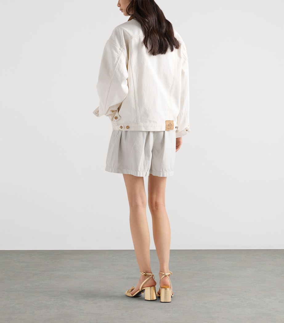 Prada Womens Blouson Denim Jacket White Image 4