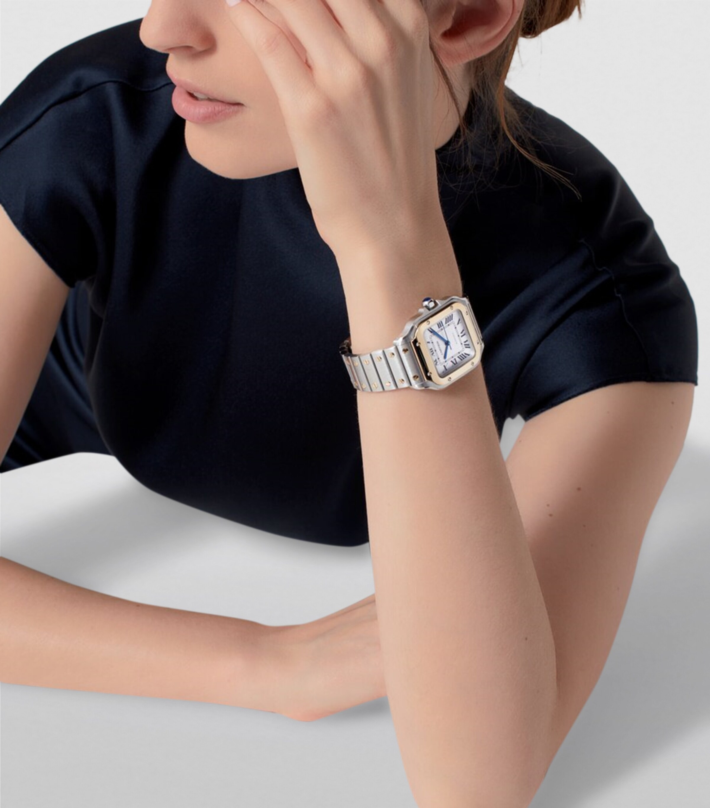 Yellow Gold and Stainless Steel Santos de Cartier Watch 35.1mm SILVER Image 9