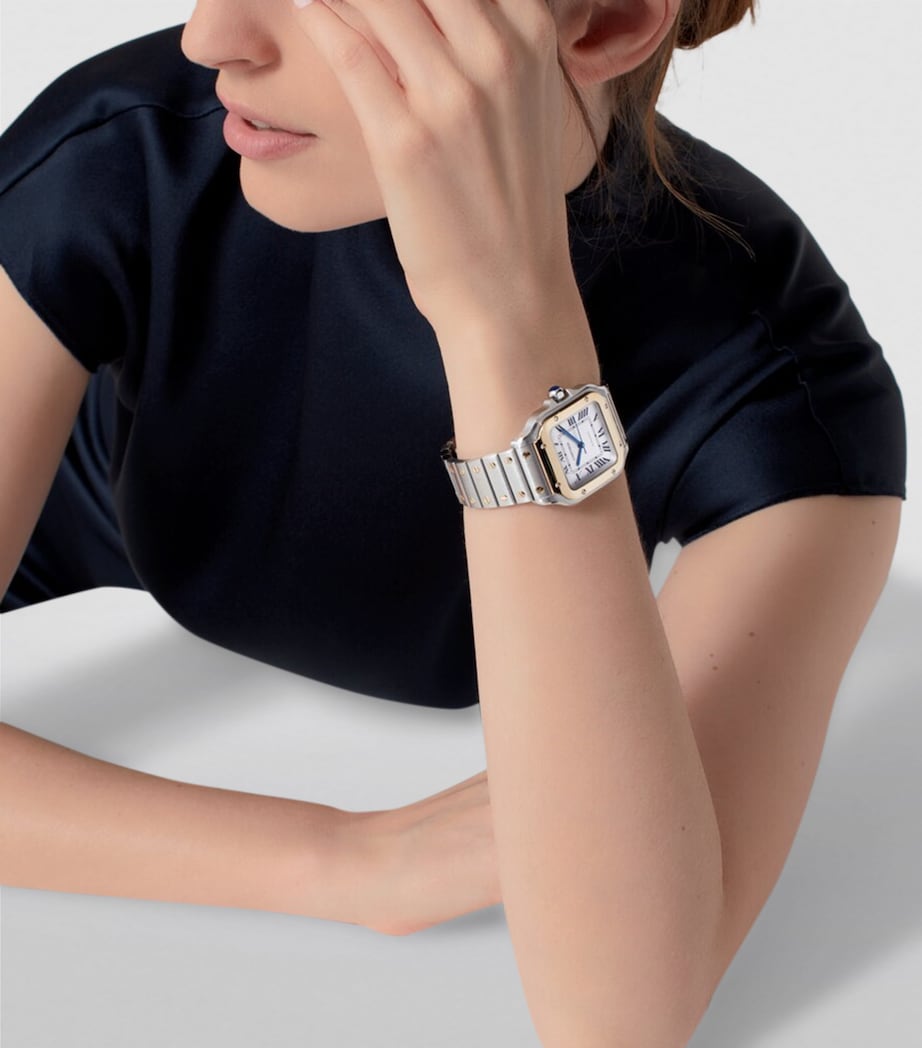 Yellow Gold and Stainless Steel Santos de Cartier Watch 35.1mm SILVER Image 9