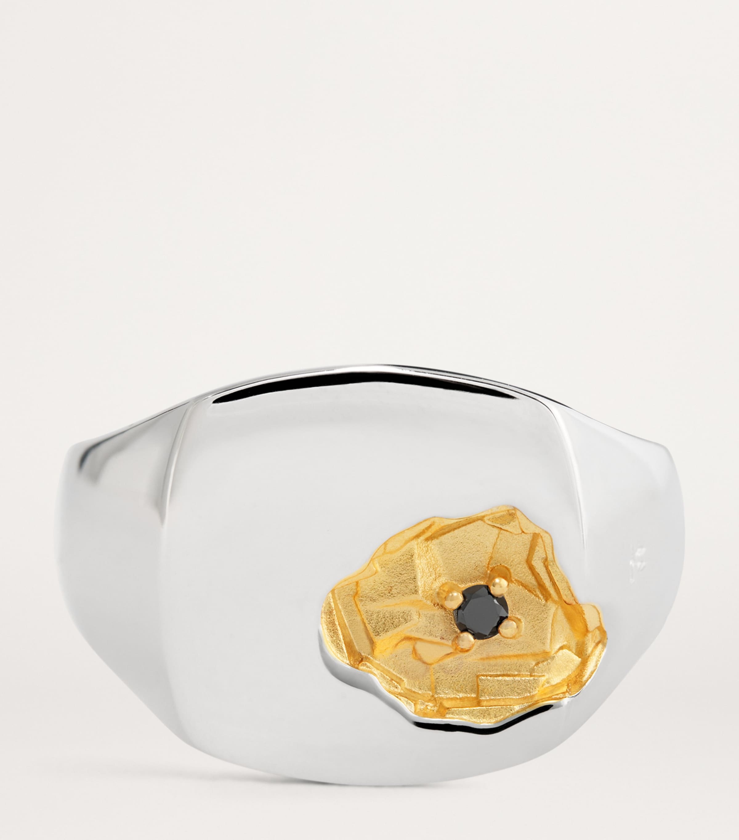 Sterling Silver and Black Diamond Signet Ring NA Image 4