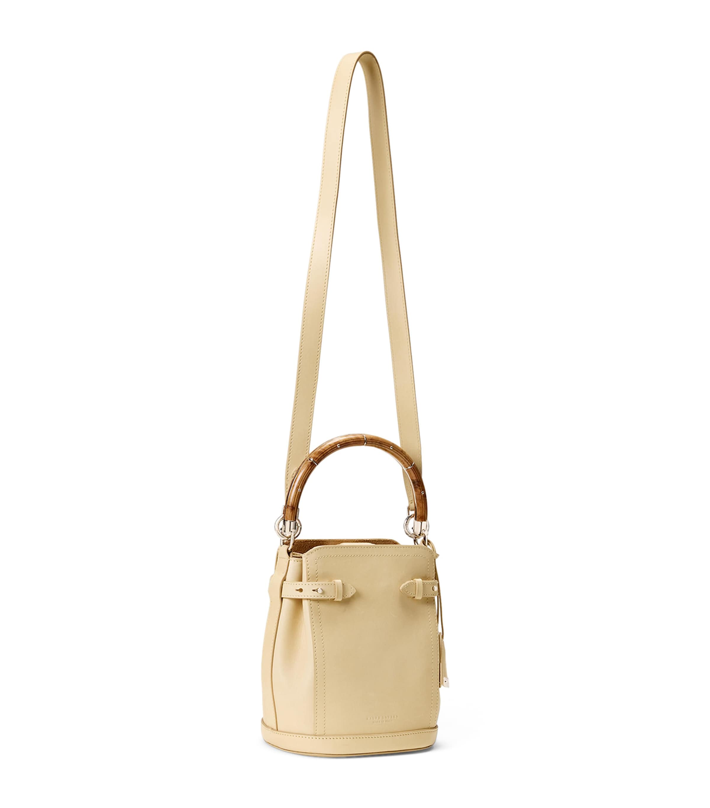 Ralph Lauren Small Leather Rl 888 Bucket Bag In Beige