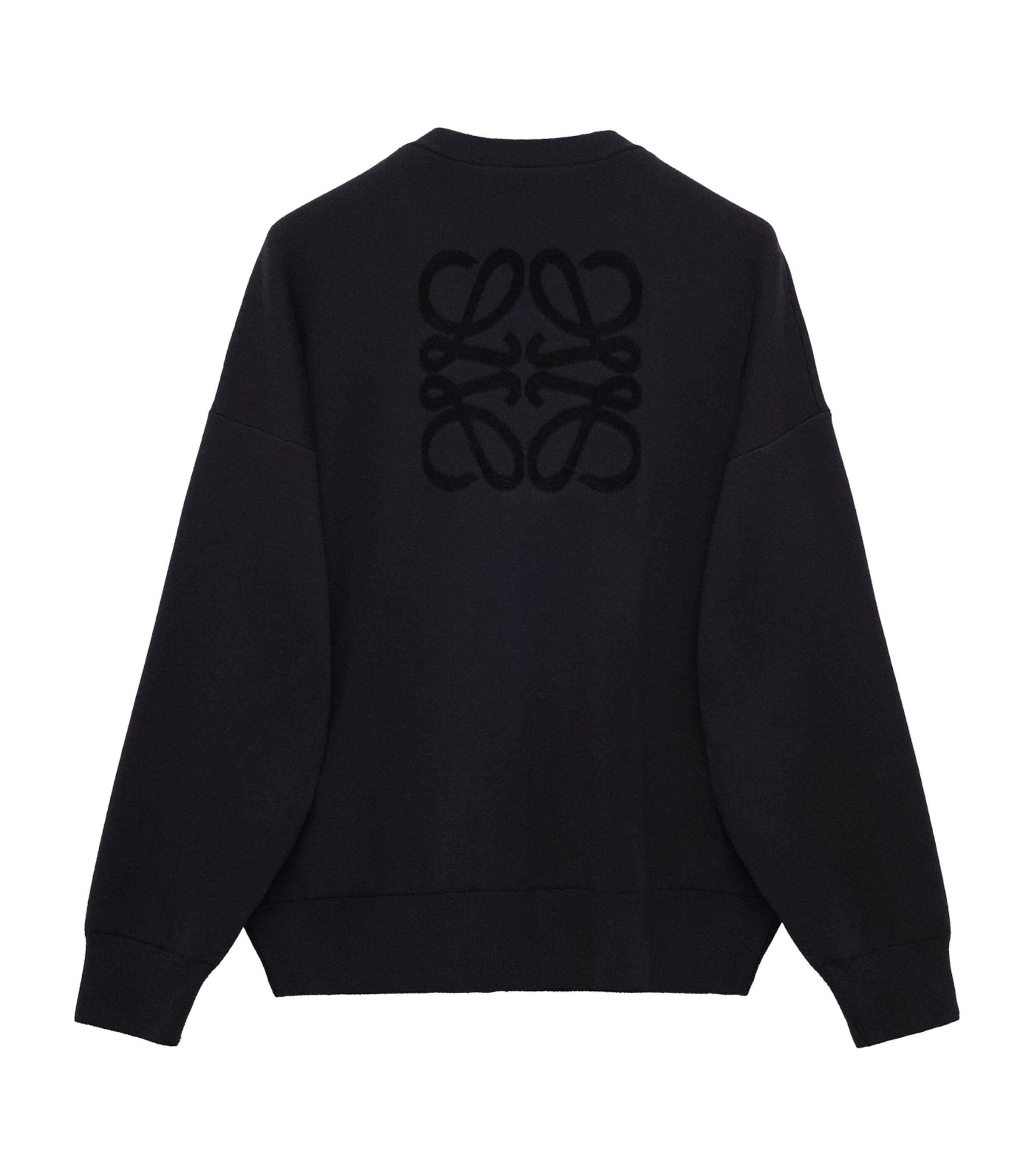 Wool-Blend Anagram-Lining Cardigan BLACK Image 6
