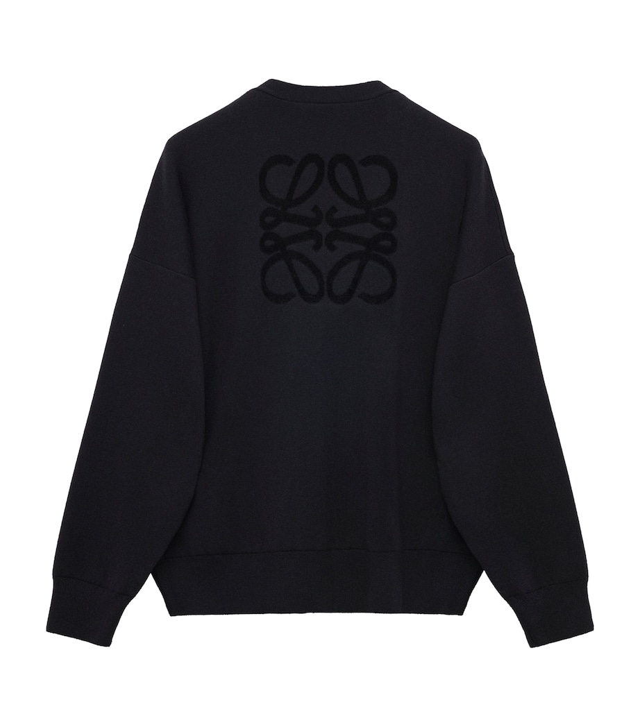 Wool-Blend Anagram-Lining Cardigan BLACK Image 6