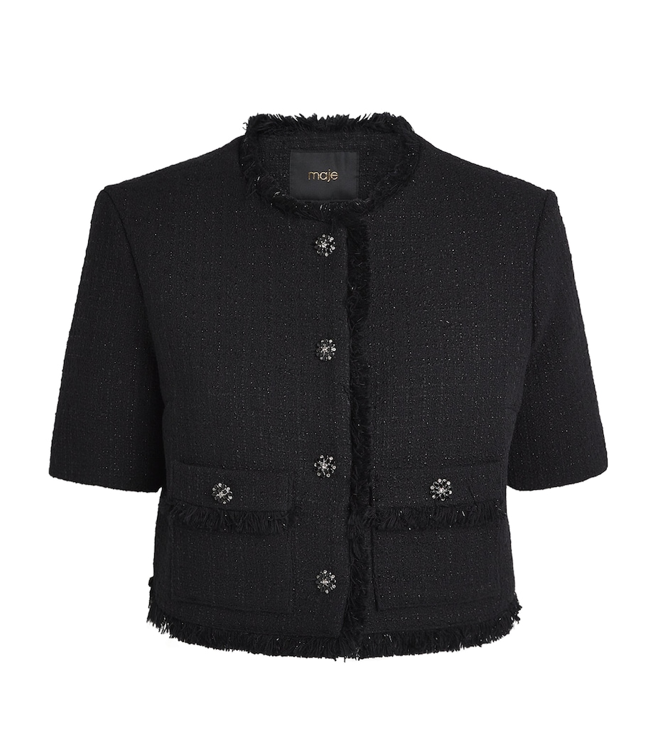Tweed Rhinestone-Embellished Jacket BLACK Image 1