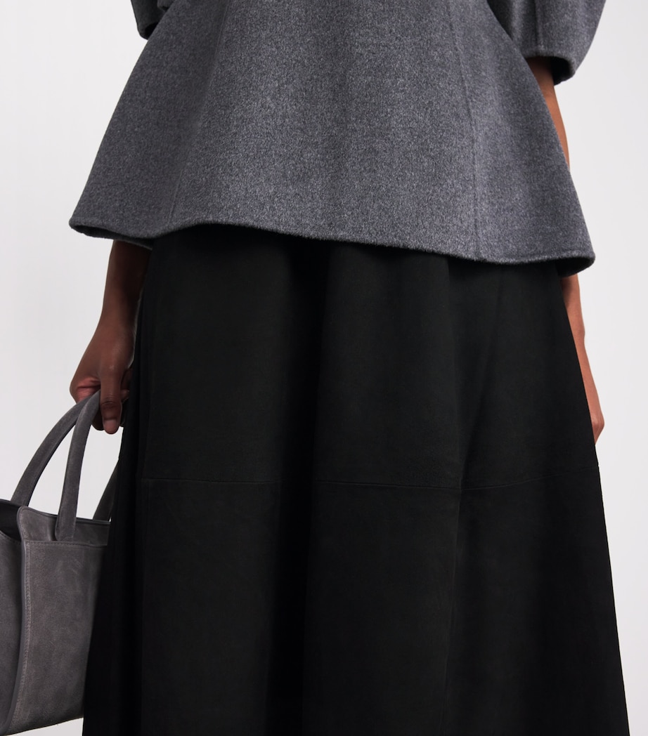 Suede A-Line Midi Skirt BLACK-001 Image 6
