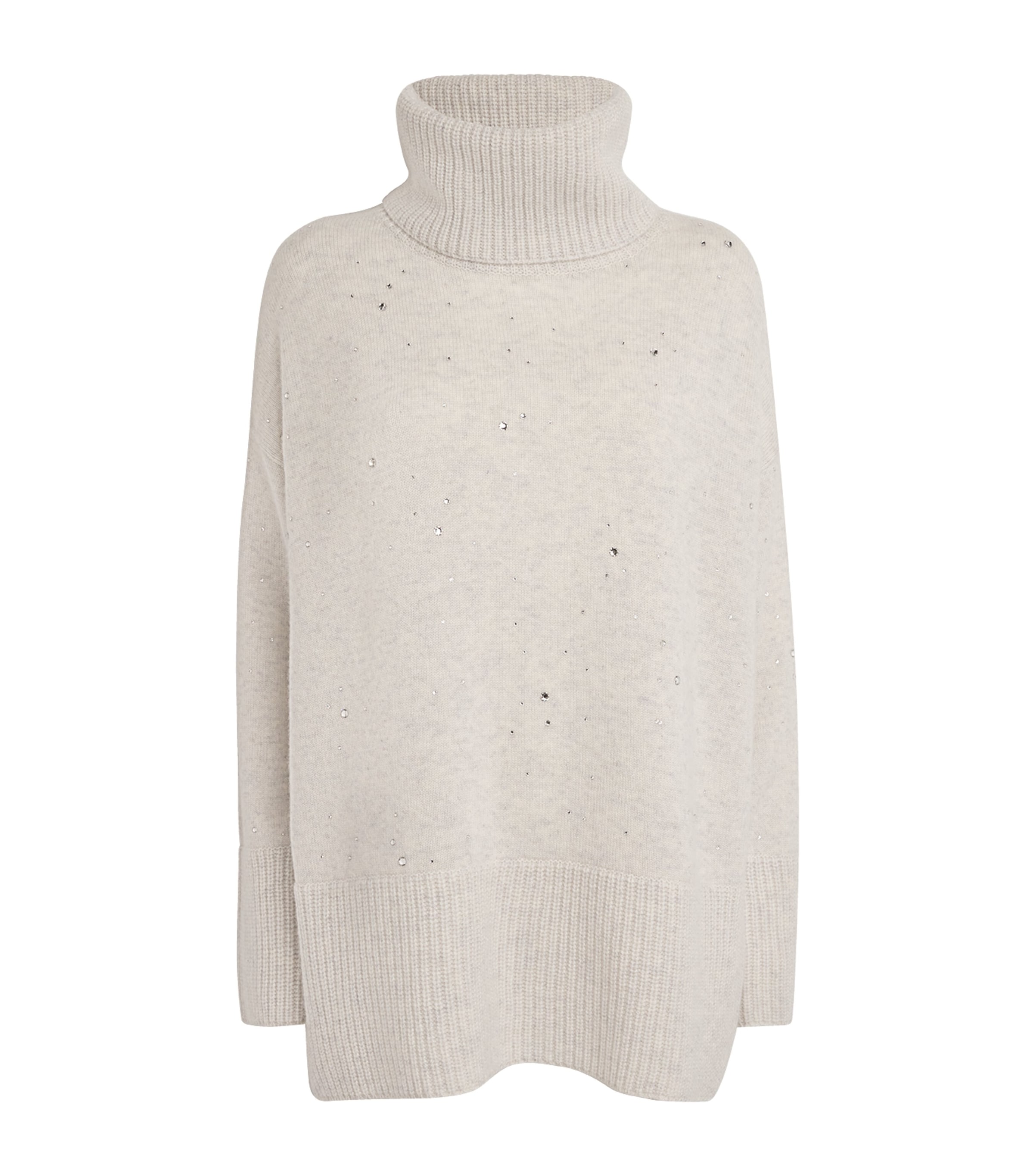 William Sharp Womens Cashmere Crystal-Embellished Rollneck Sweater Silverhaze Image 1