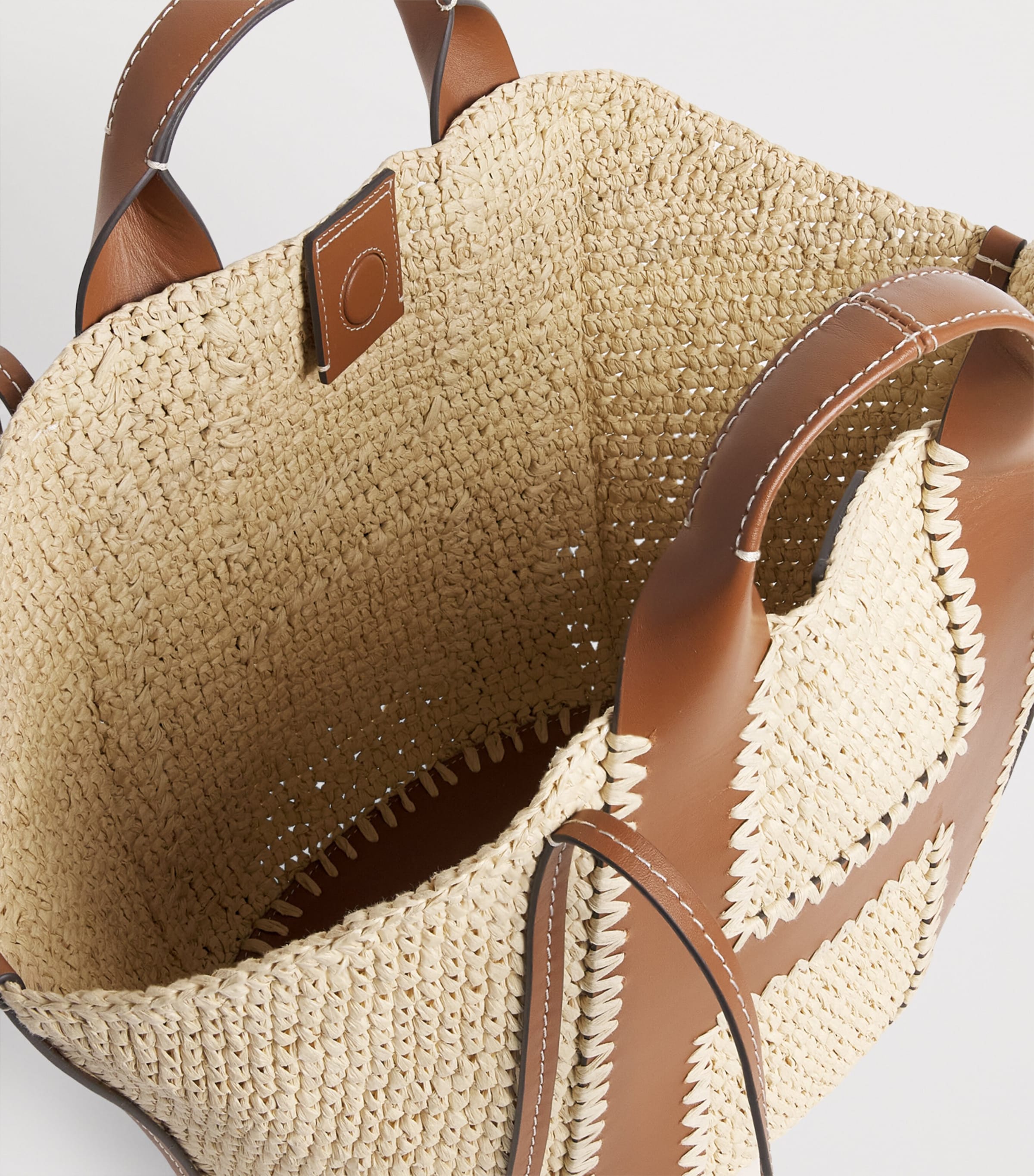 Harrods Large Raffia Tote Bag Neutral Image 5