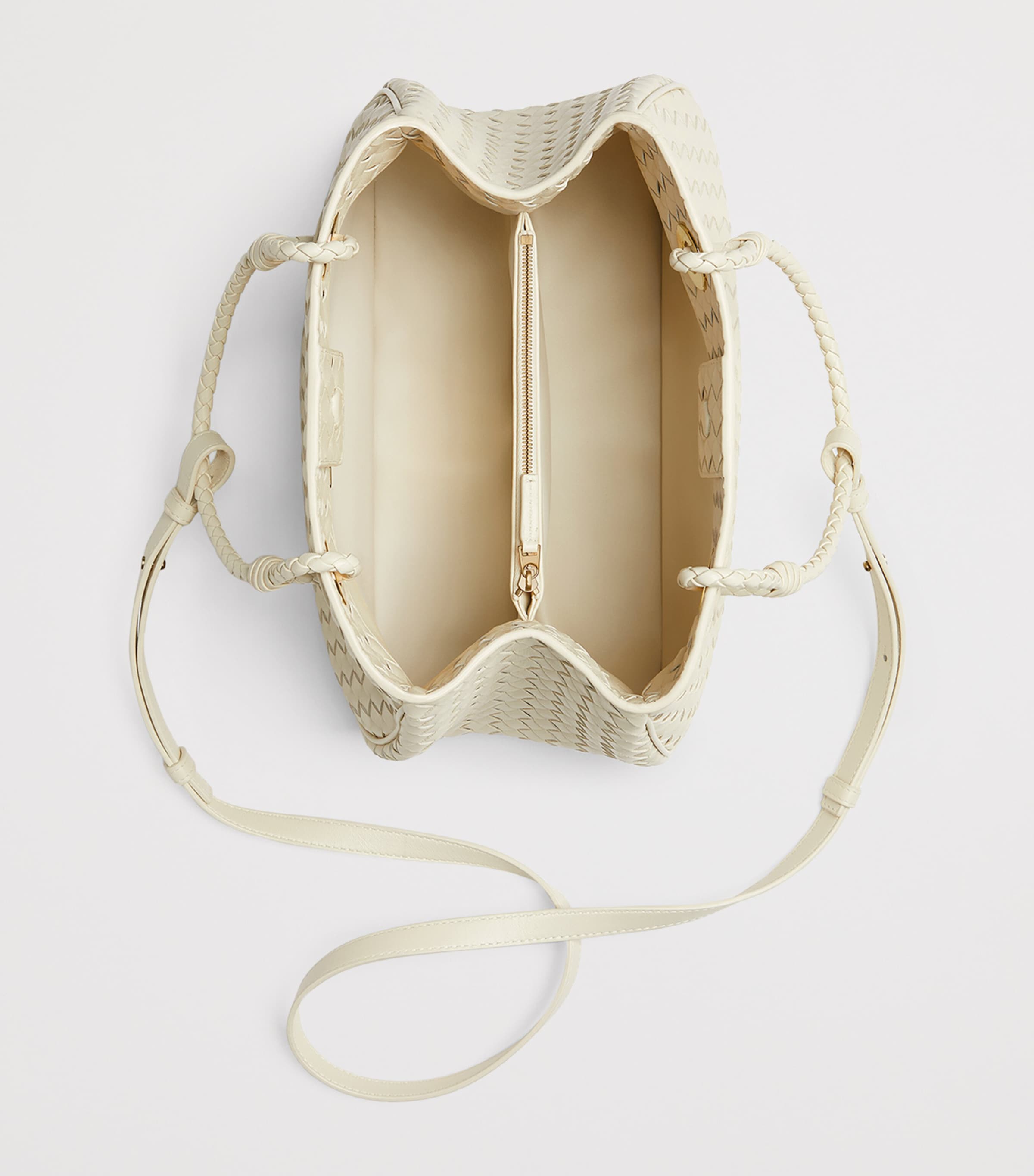 Bottega Veneta White Leather Basket Shoulder Bag | Harrods US