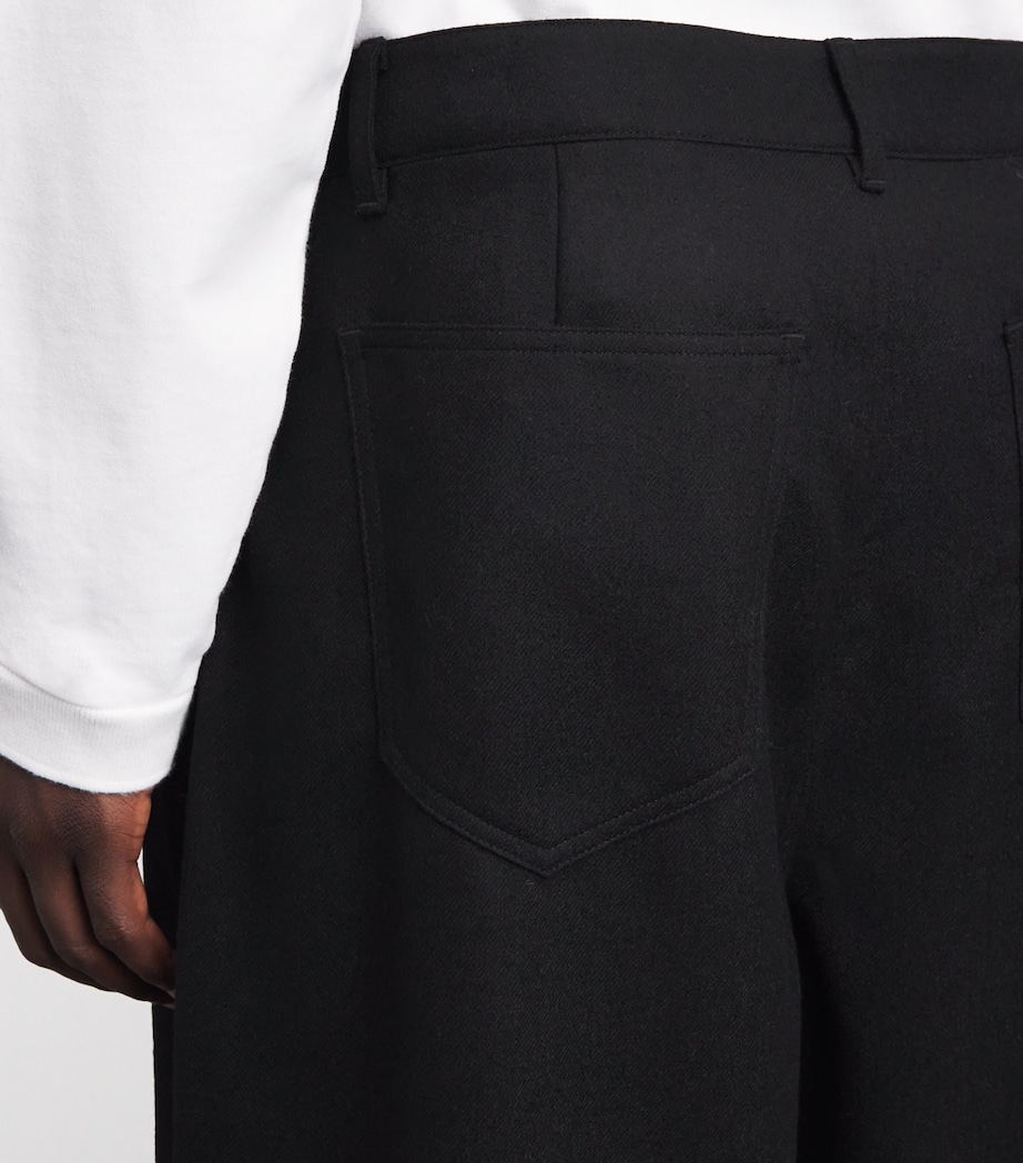 Le 17 Septembre Mens Wool Barrel-Leg Trousers Black Image 3