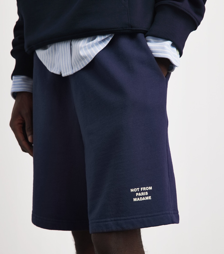 Drôle de Monsieur Mens Cotton Fleece Slogan Shorts Navy Image 3